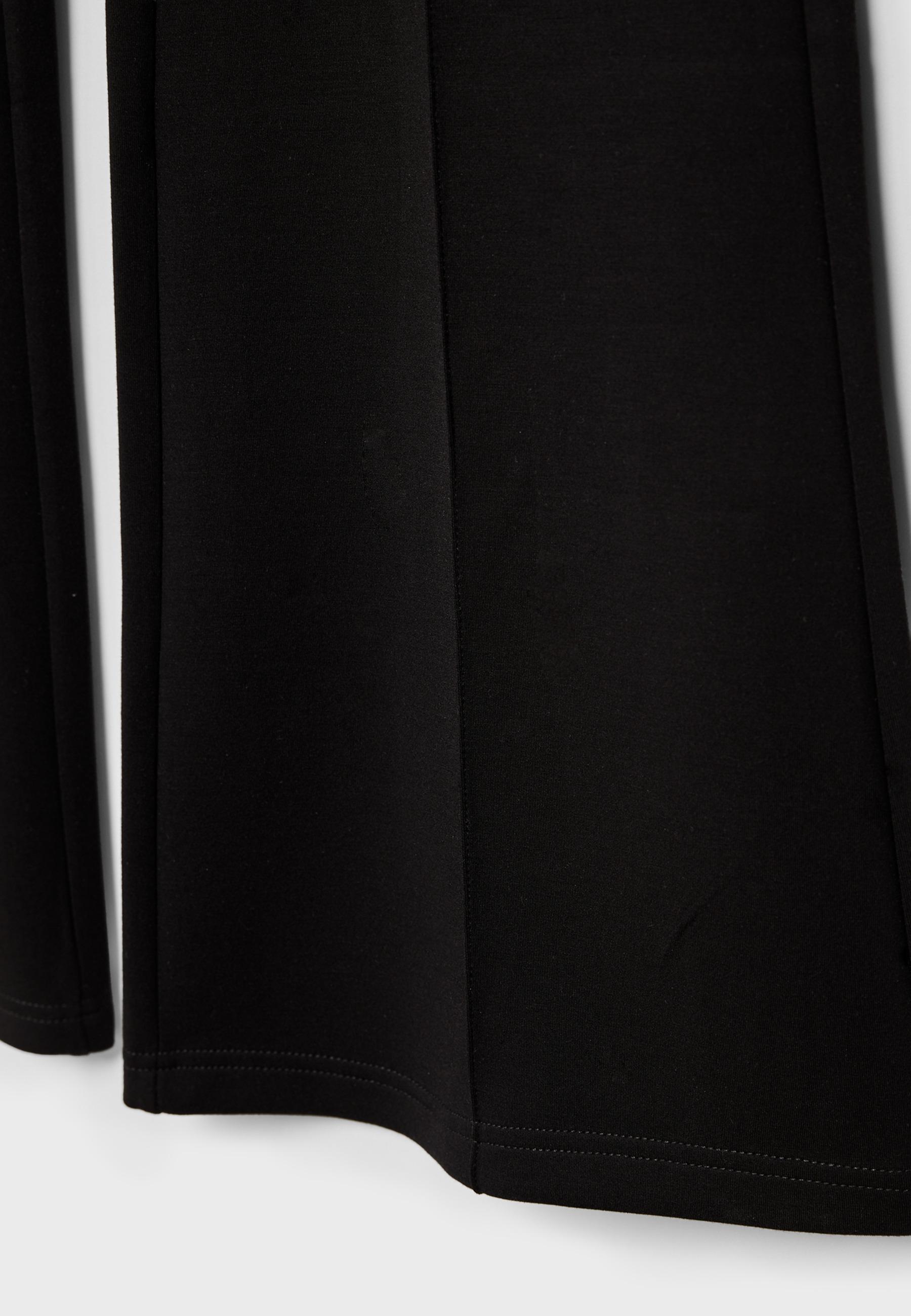 Soft-touch bell bottom trousers with front seam detail — Black
