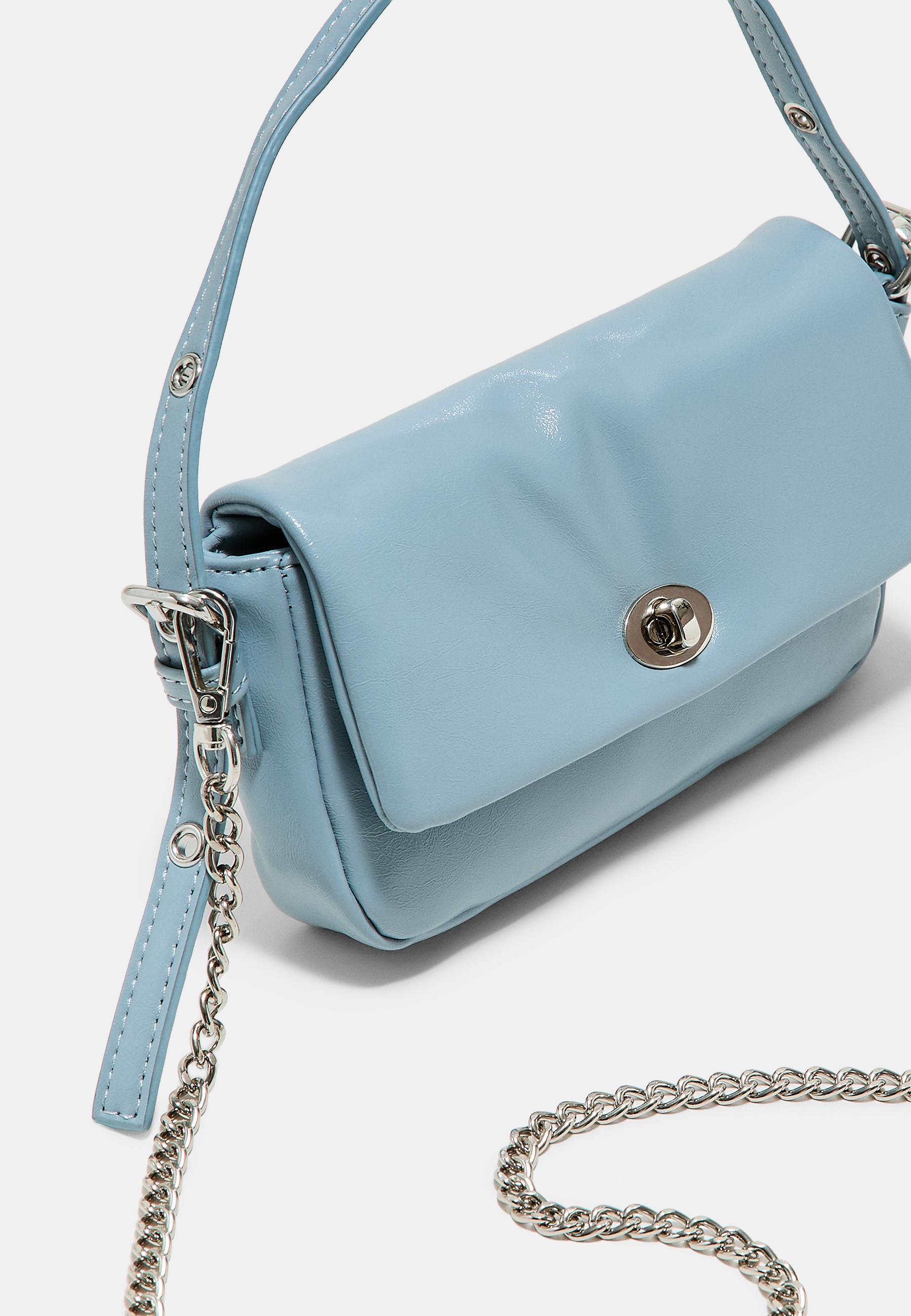 Mini crinkled effect shoulder bag — Sky blue