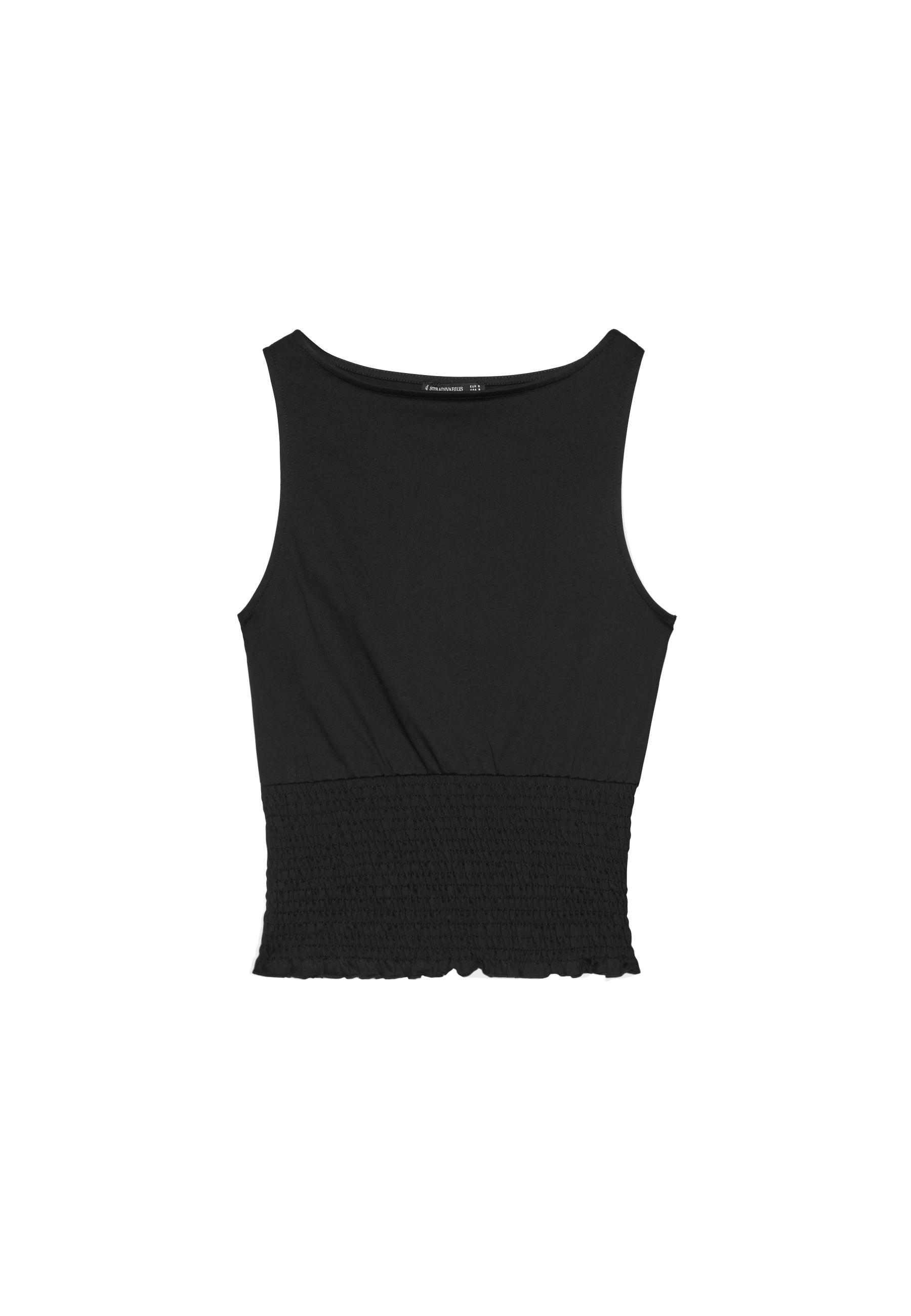 Elasticated T-shirt — Black