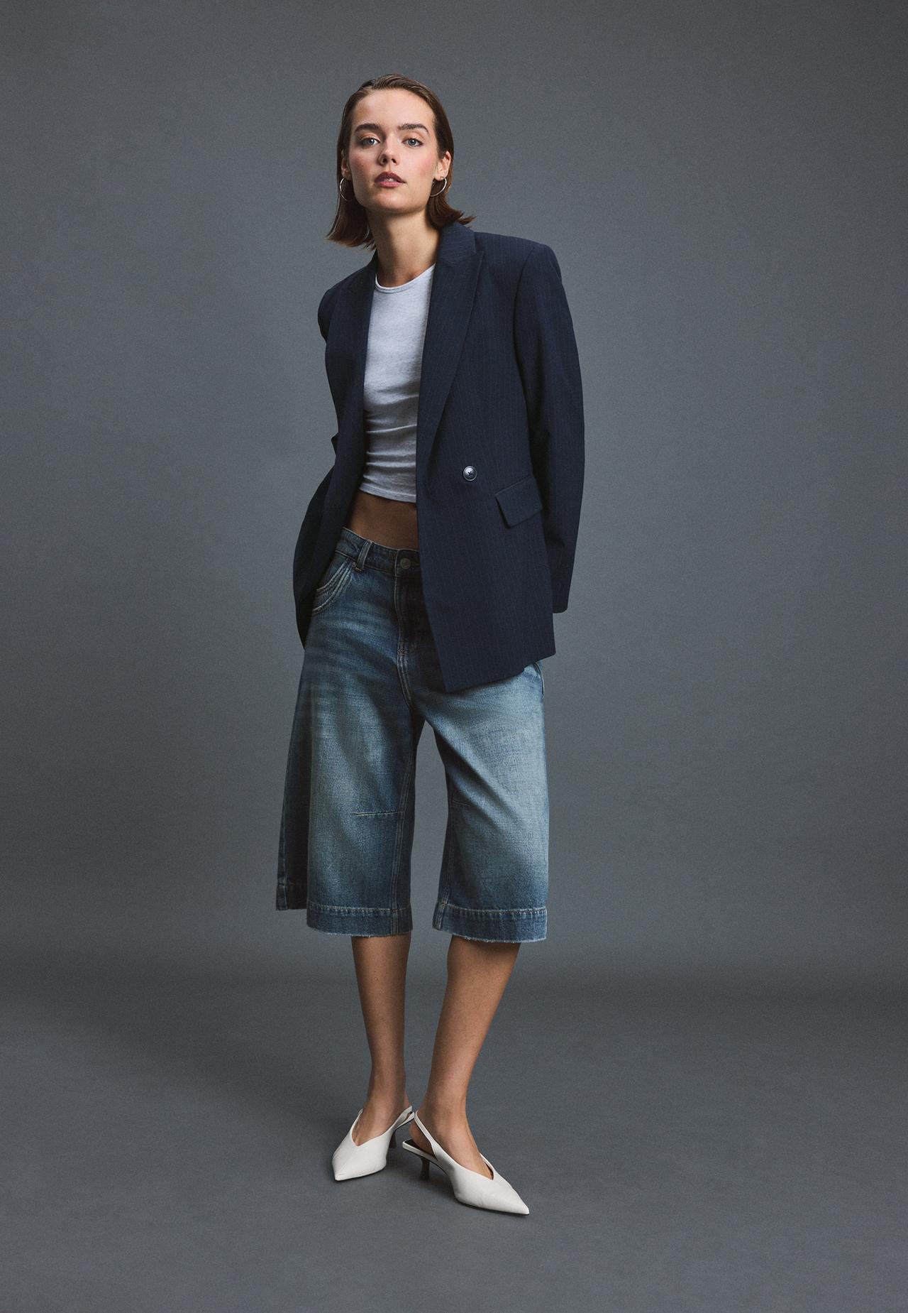 Striped tailored blazer — Navy blue