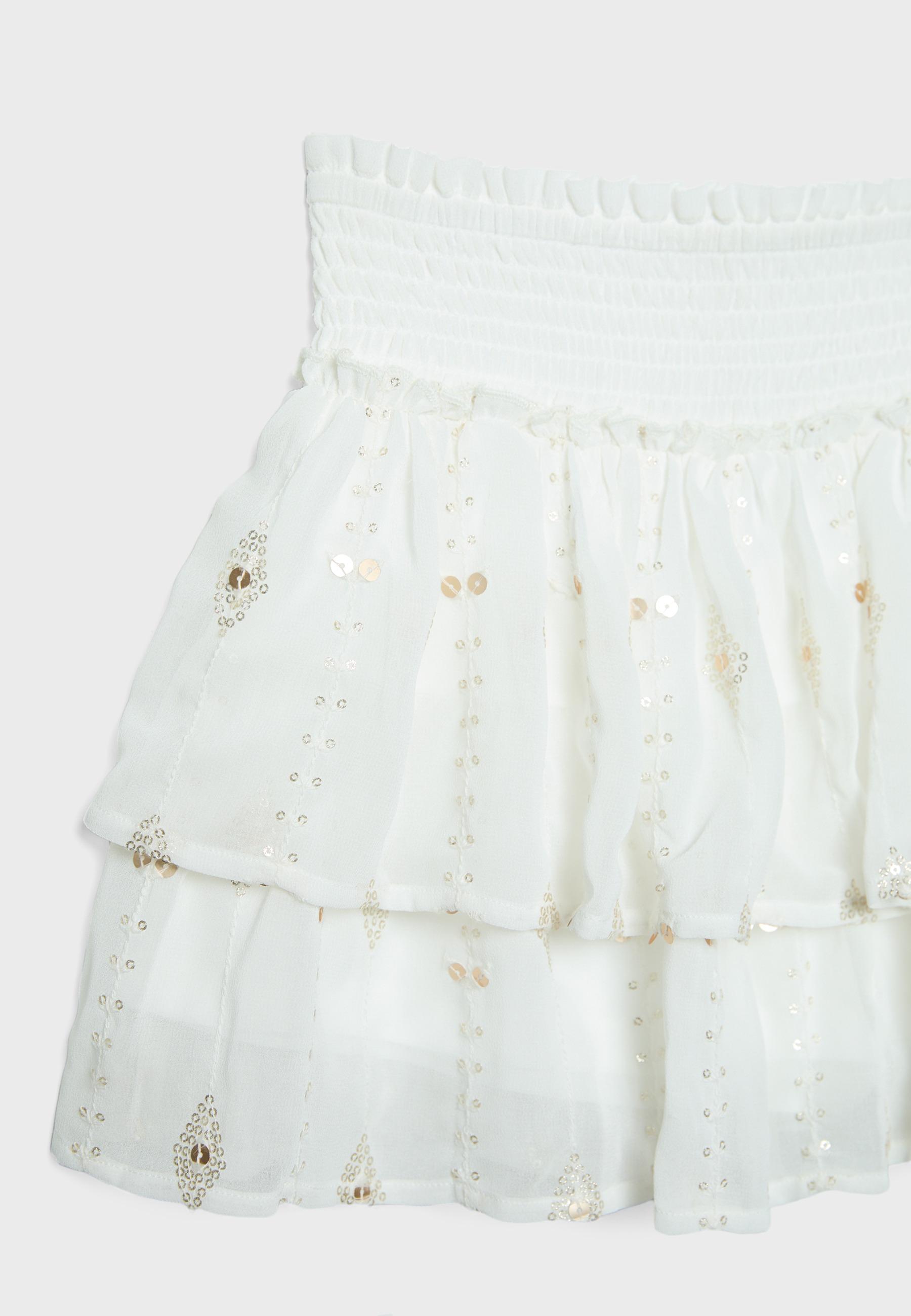 Embroidered mini skirt — Ecru