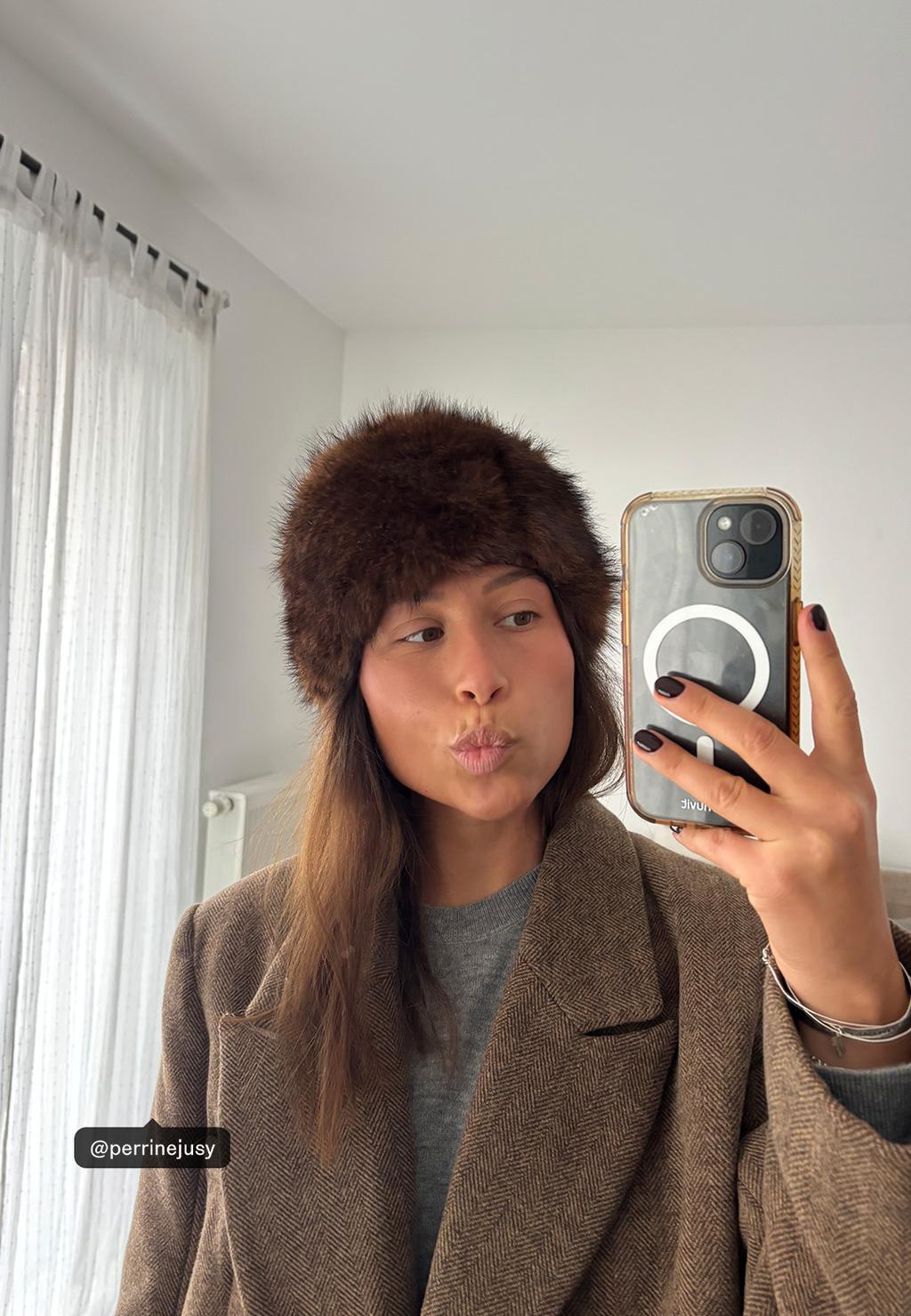 Round faux fur beanie