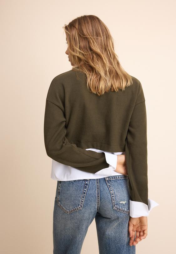 Stradivarius Contrast Fabric Jumper Khaki S
