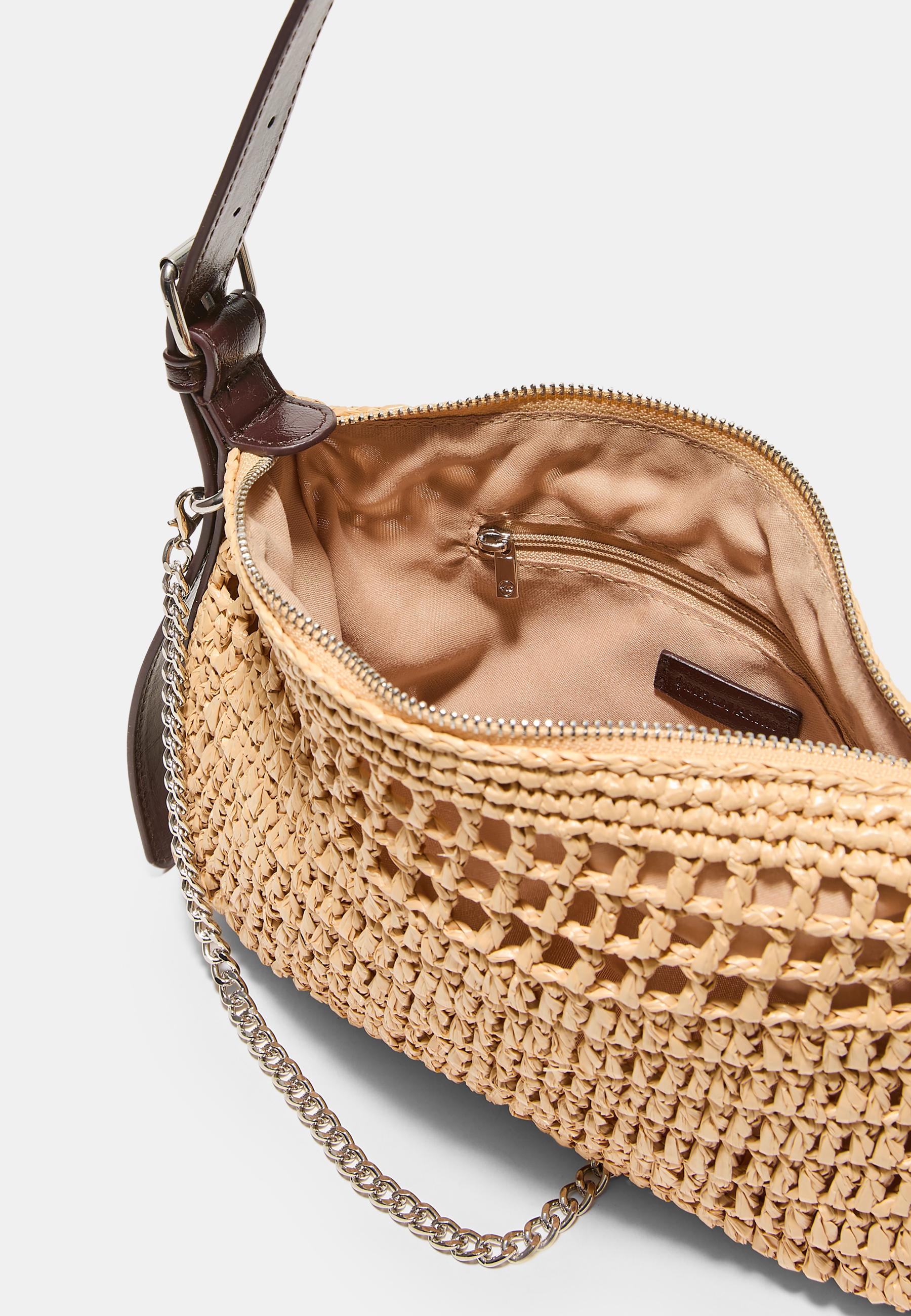 Mini crochet shoulder bag — Ecru