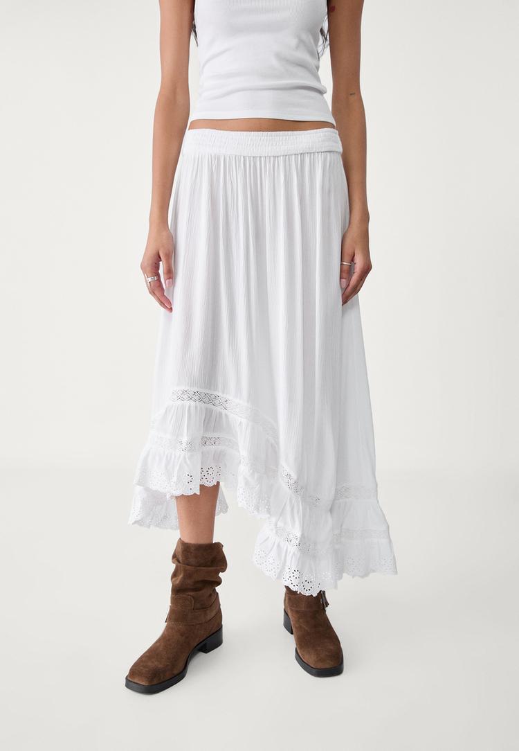 falda midi volante asimetrica