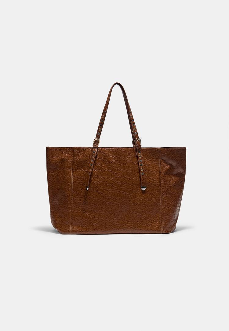 Stradivarius Shopper met noppen op de hengsels  Lichtkameel OS