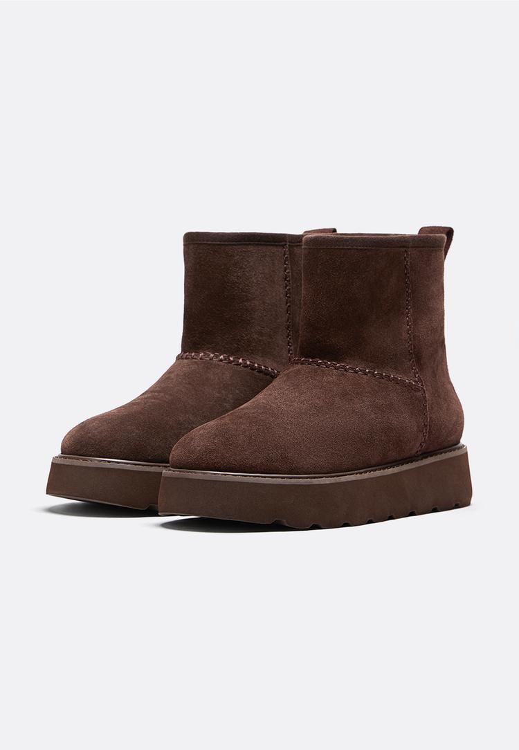 botines planos piel forro pelo