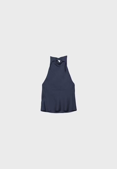 Satin halter top — Dark blue 8