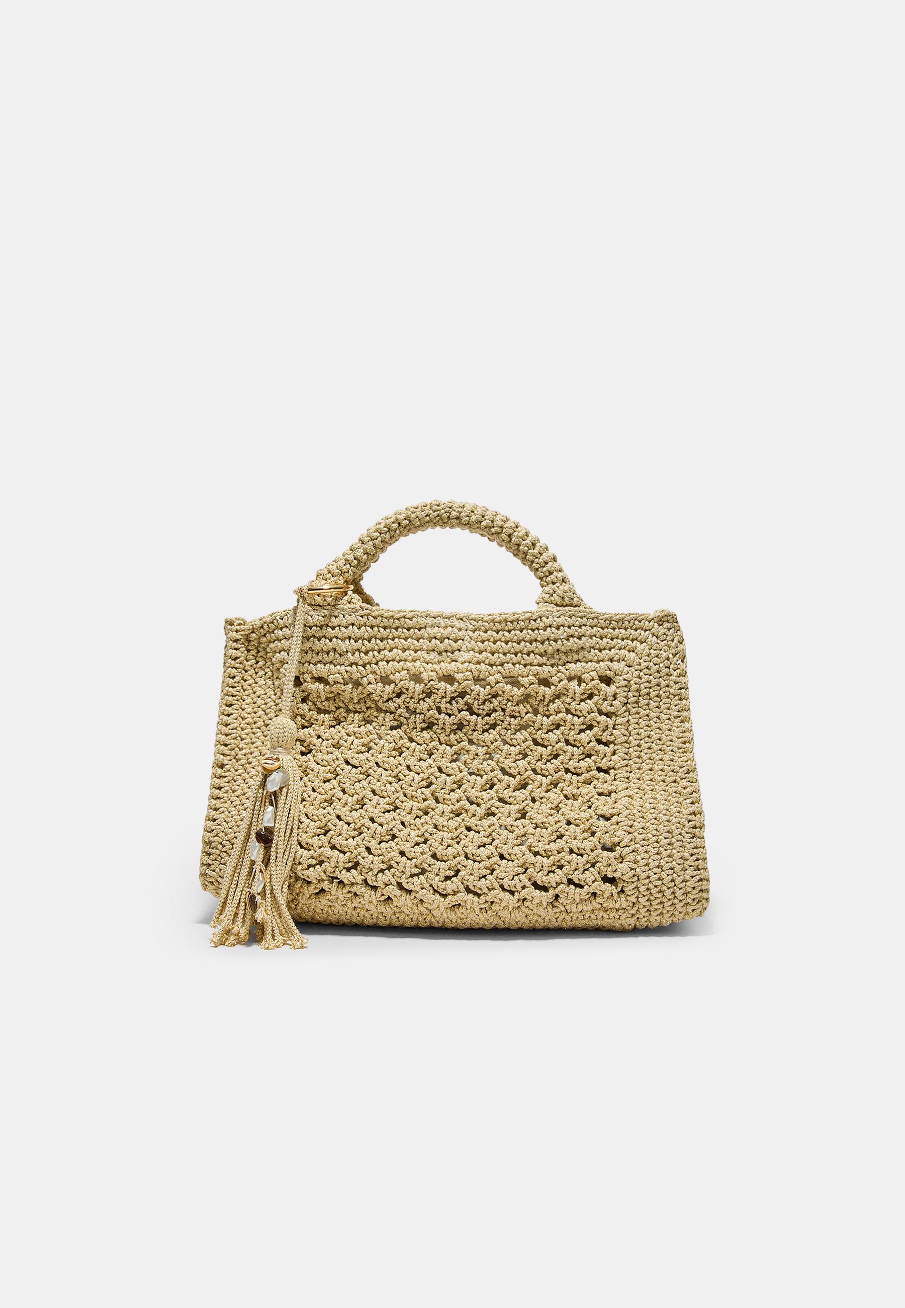 Metallic yarn crochet tote bag - Women's fashion | Stradivarius