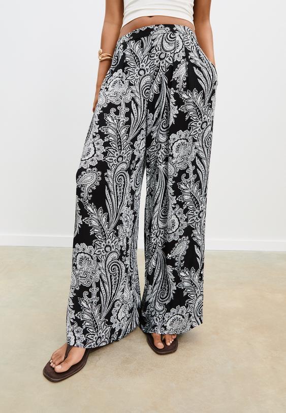 pantalon fluido palazzo estampado