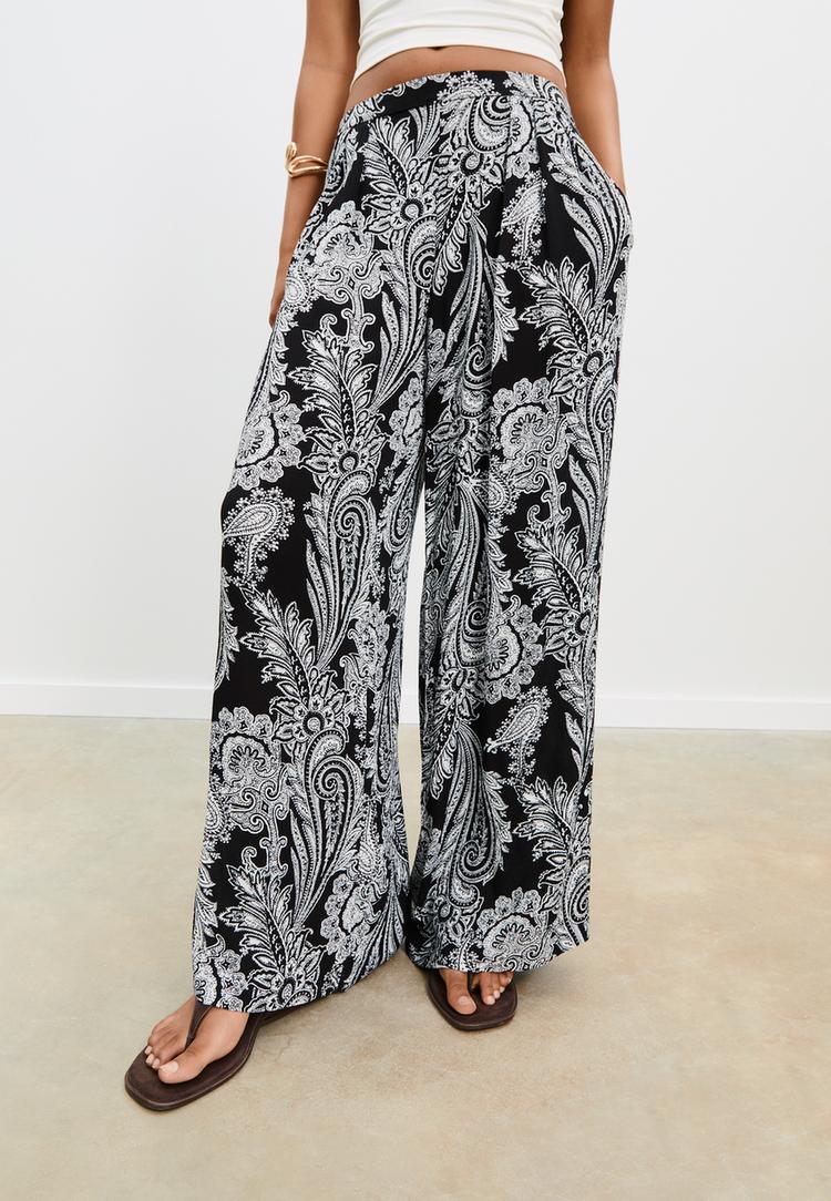 flowing printed palazzo trousers