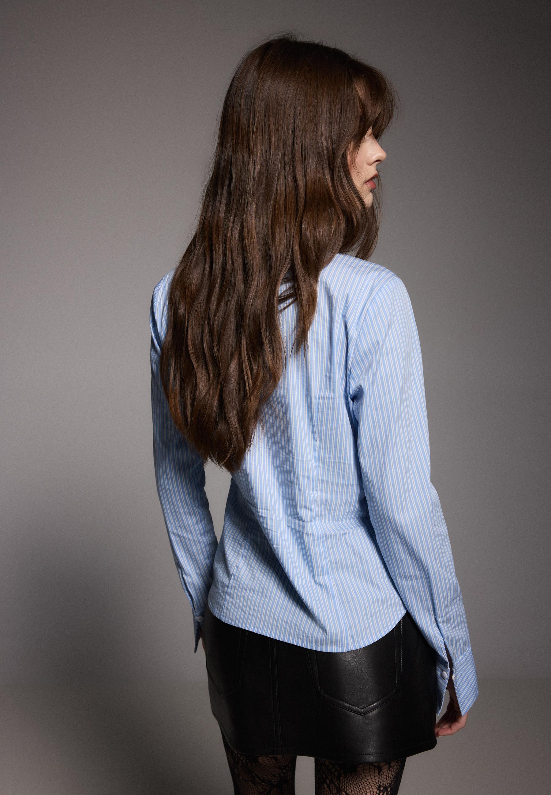 Basic striped fitted shirt — Dark blue