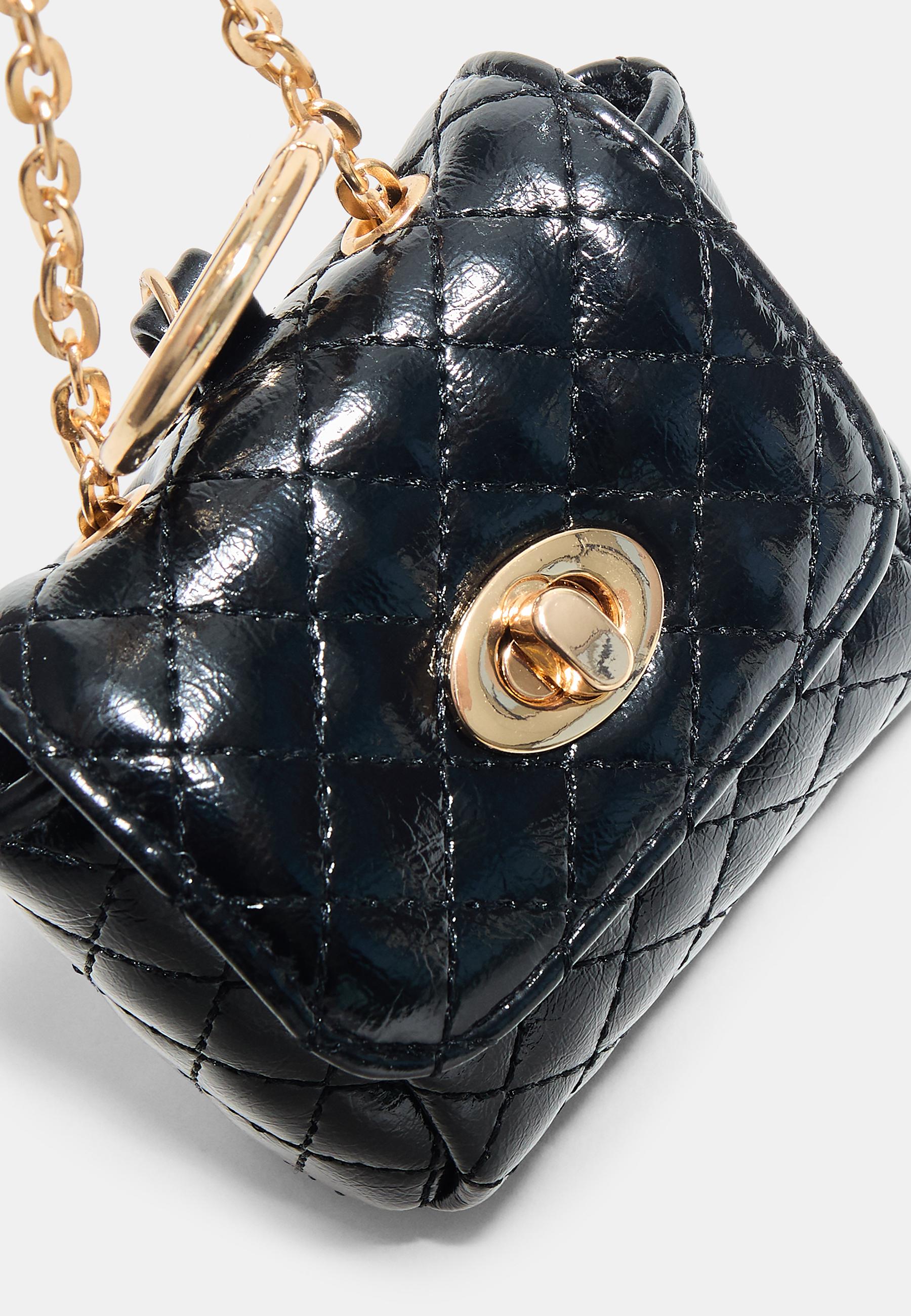 Quilted charm mini bag — Black (alternate view)
