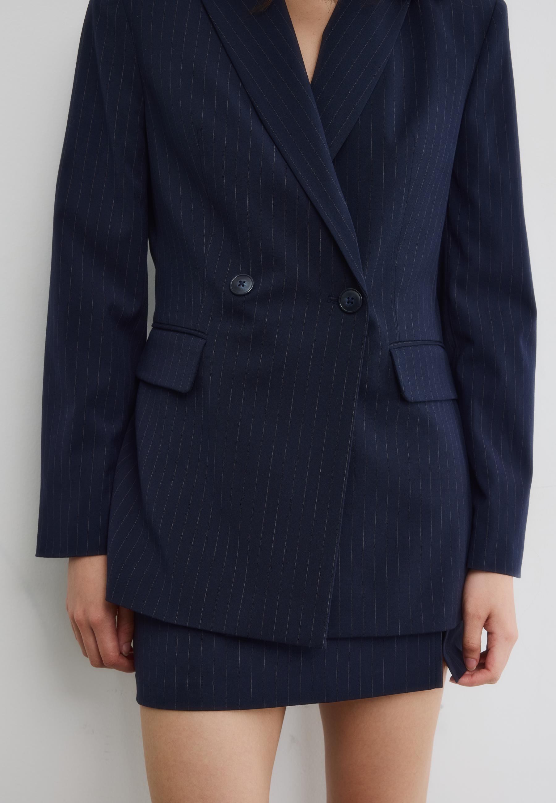 Striped fitted blazer — Navy blue