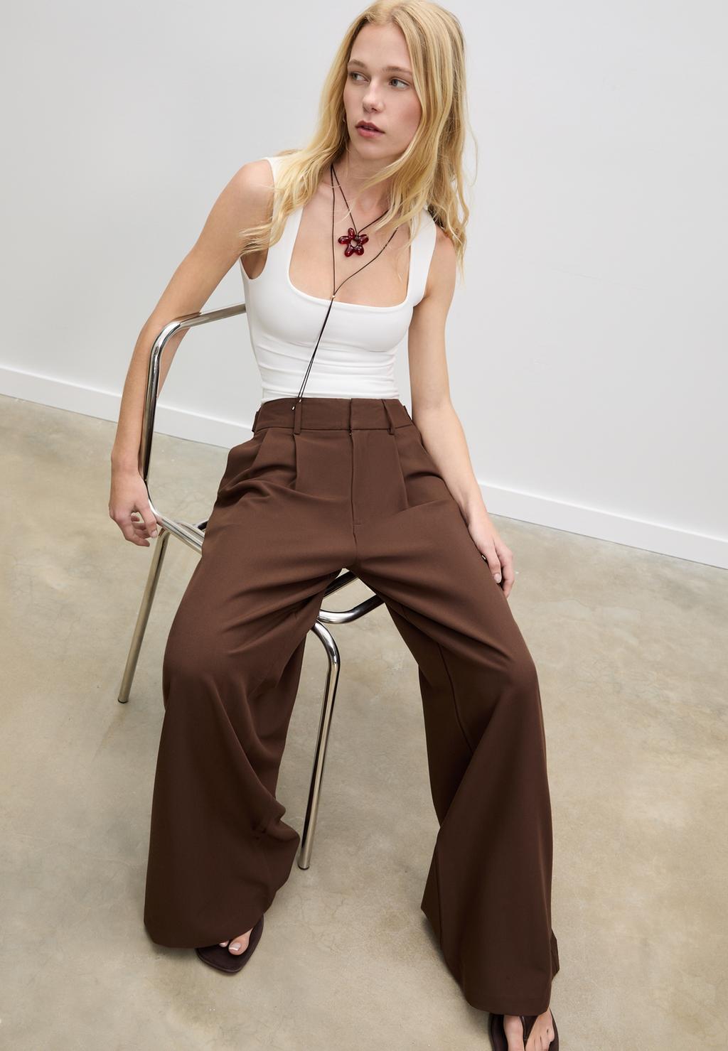Super wide-leg adjustable trousers