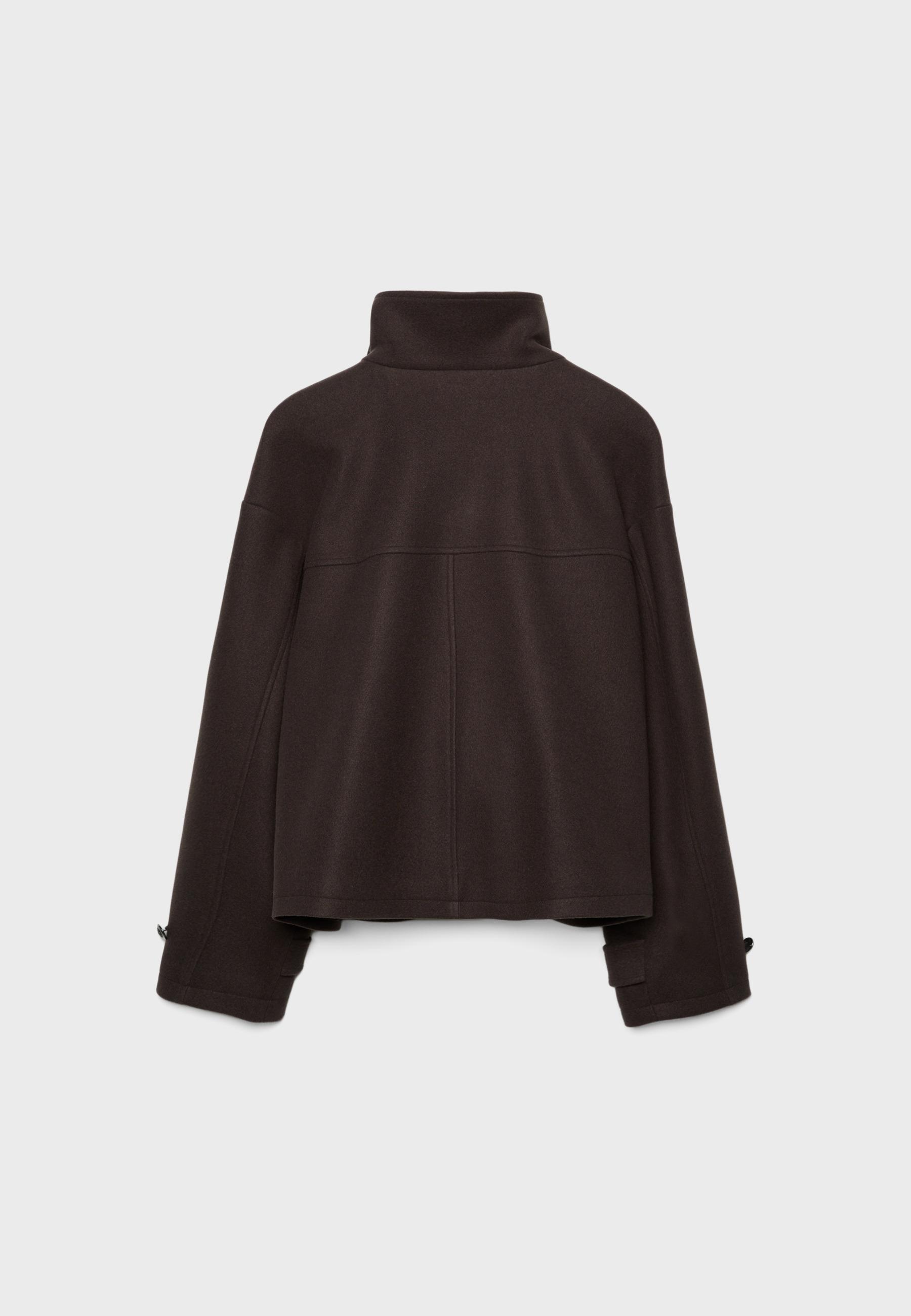 Soft-touch crossover high neck jacket — Brown