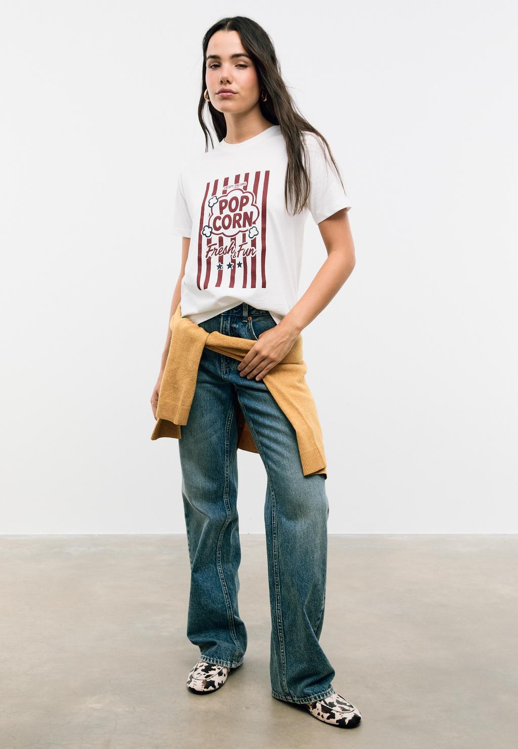 Popcorn T-shirt with rhinestones