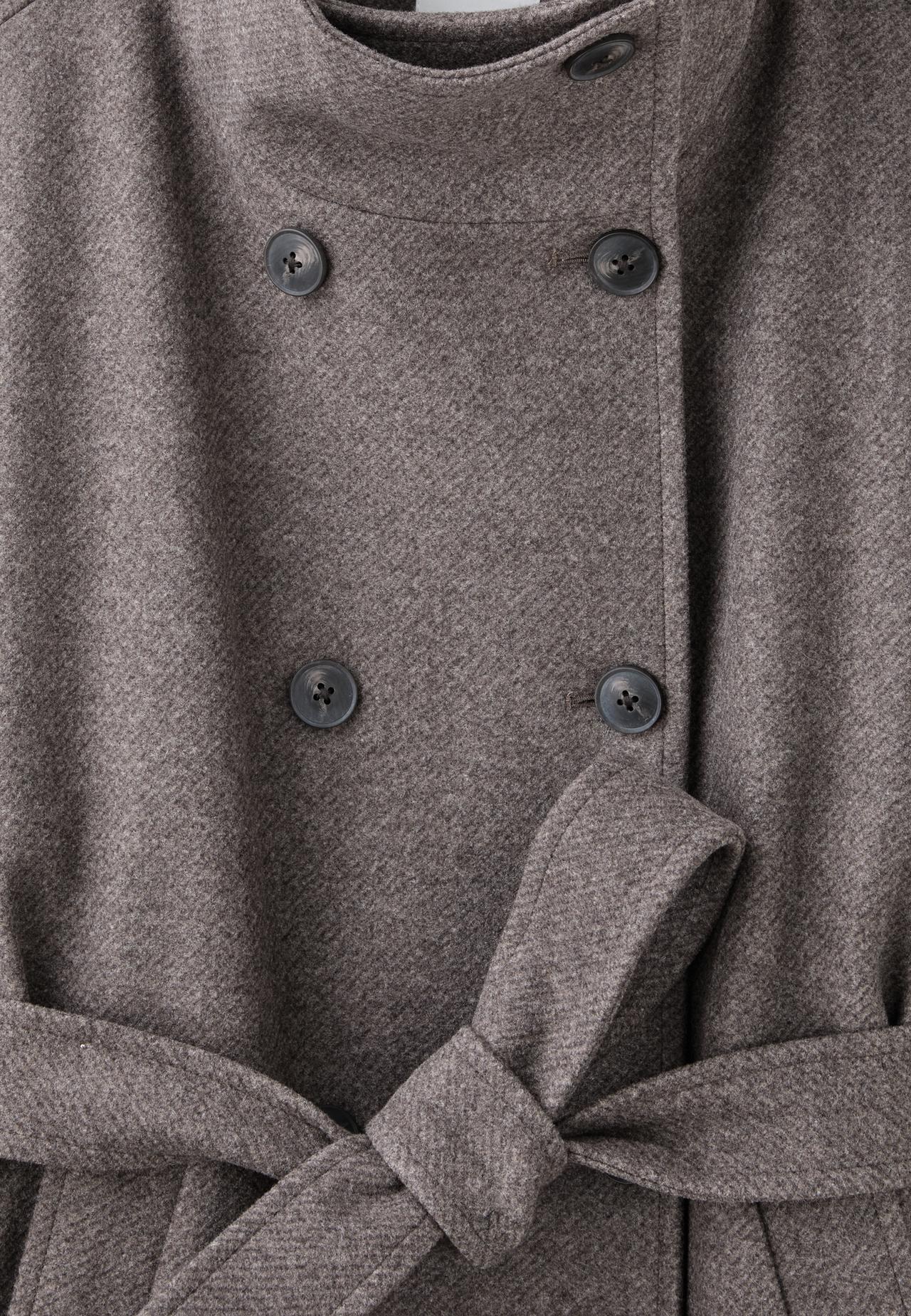Soft-touch high neck long coat — Brown