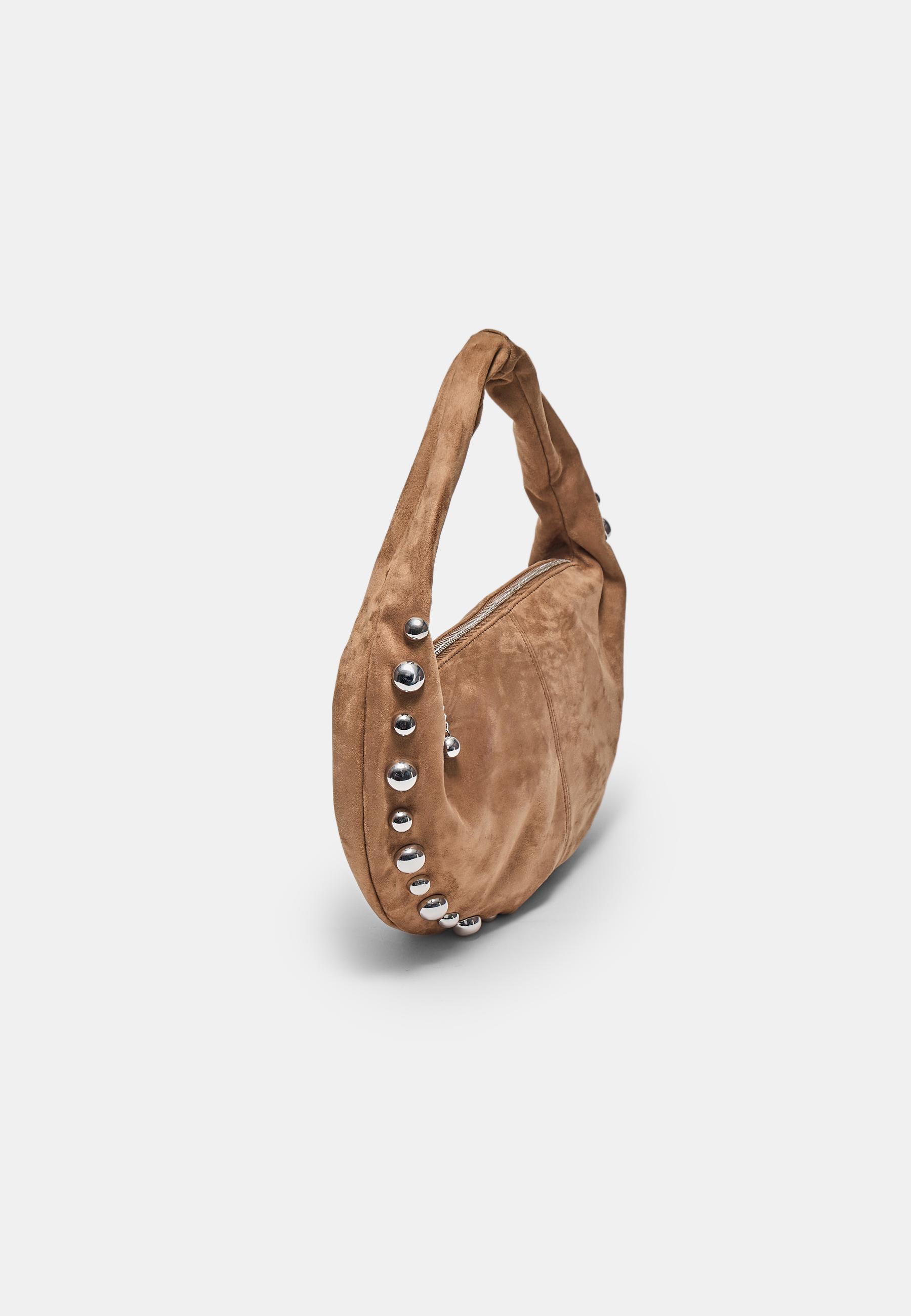 Studded faux suede shoulder bag - Women's fashion | Stradivarius