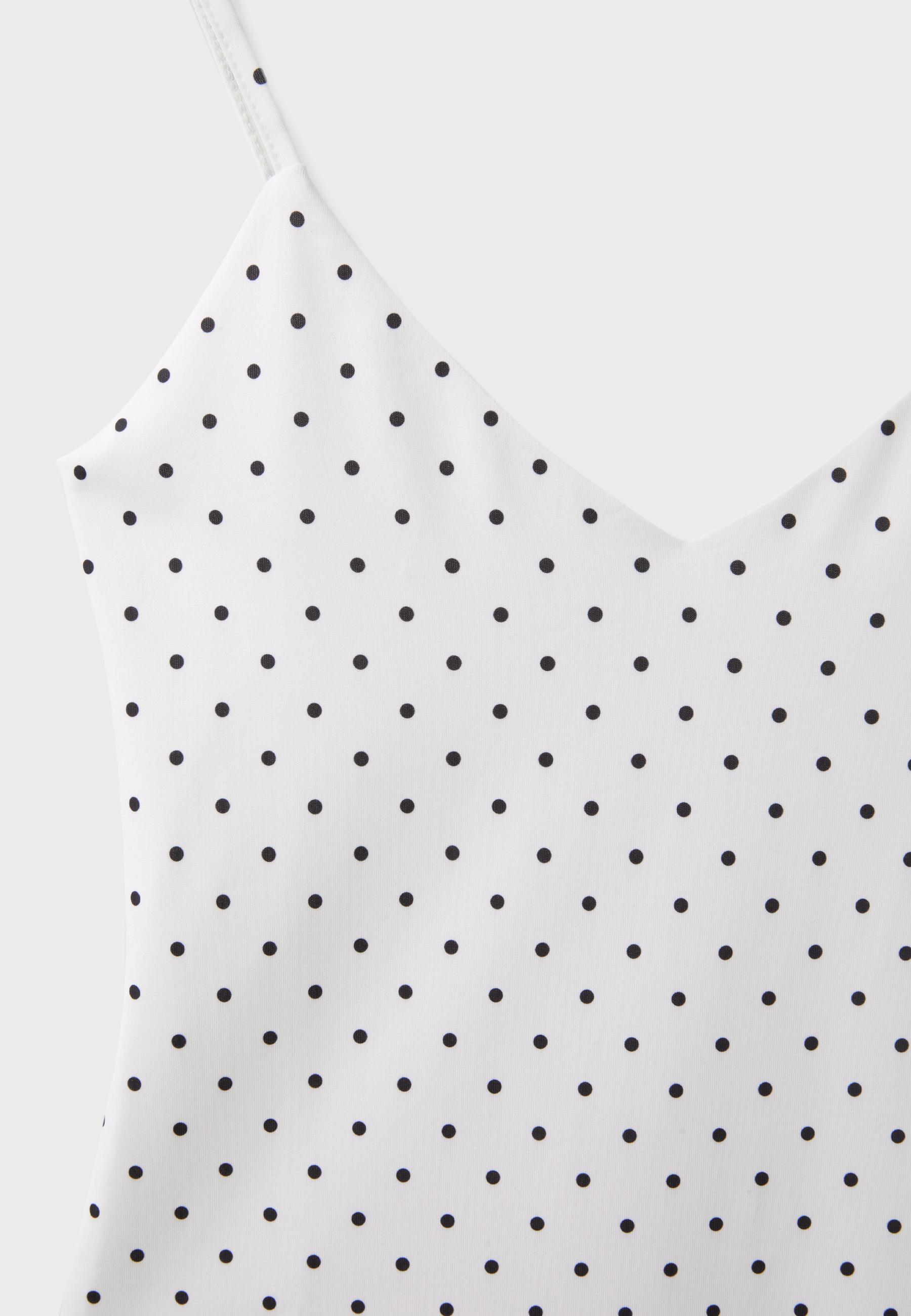 Polka dot V-neck strappy bodysuit — Ecru