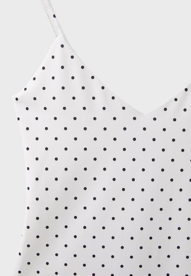 Polka dot V-neck bodysuit — Ecru 9