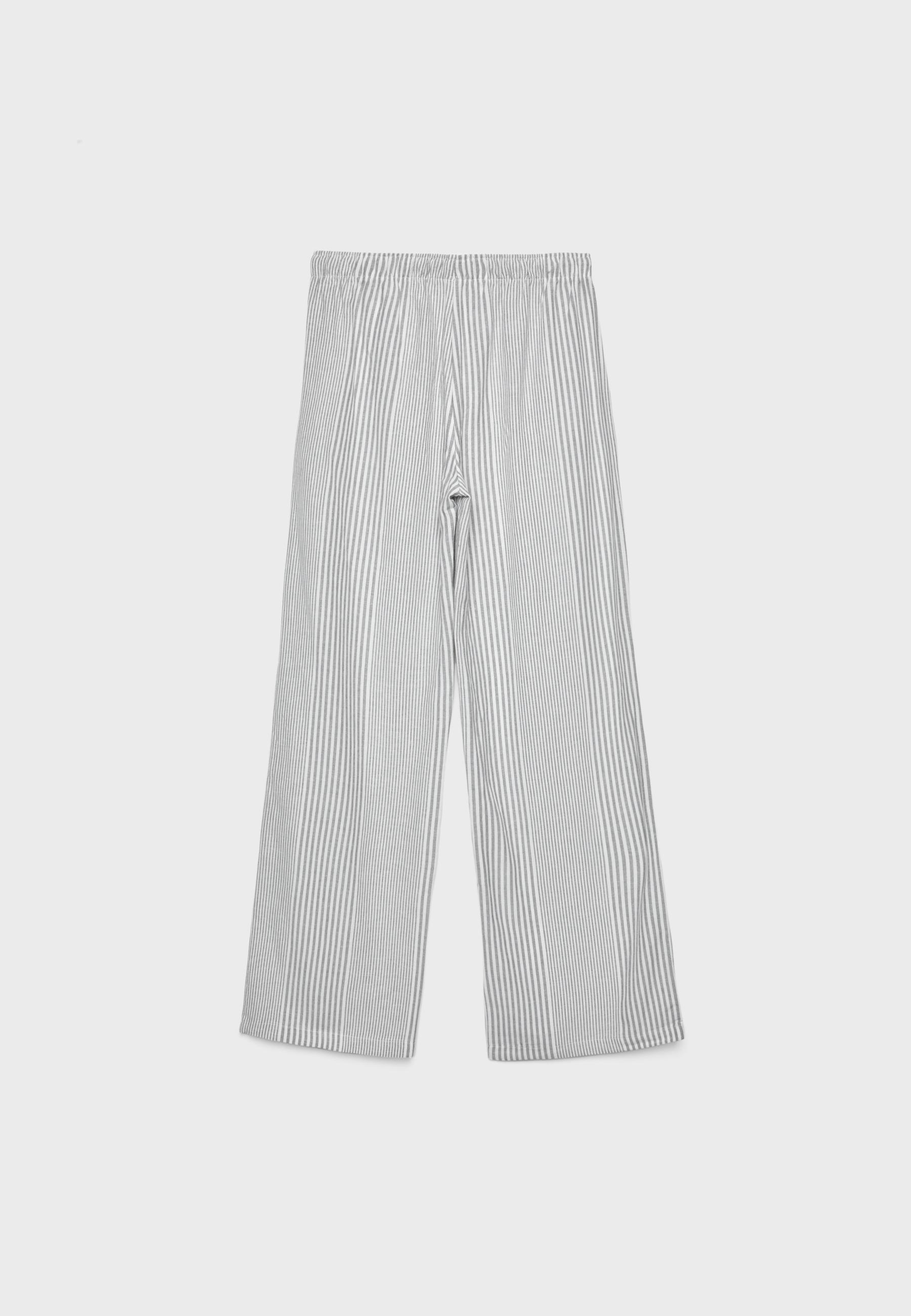 Flowing striped linen blend trousers — Grey