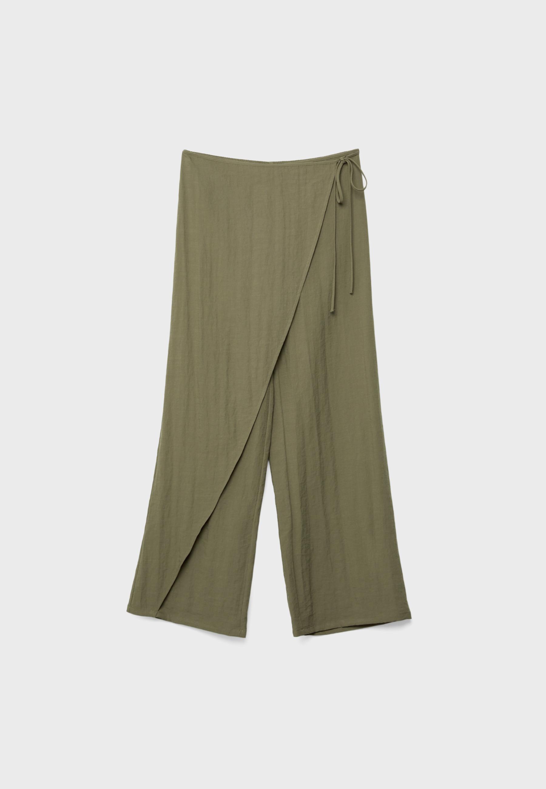 Flowing wrap trousers — Khaki