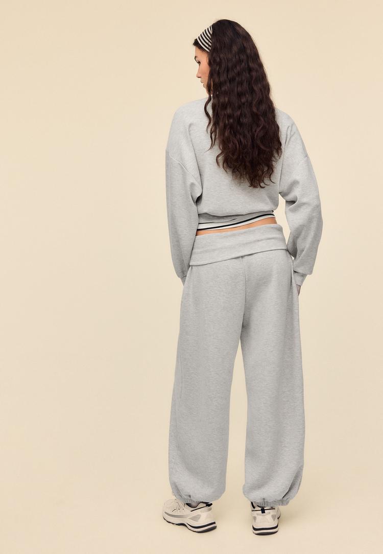 yumu%C5%9Fak dokulu  ters %C3%A7evrilebilir belli balon jogger pantolon