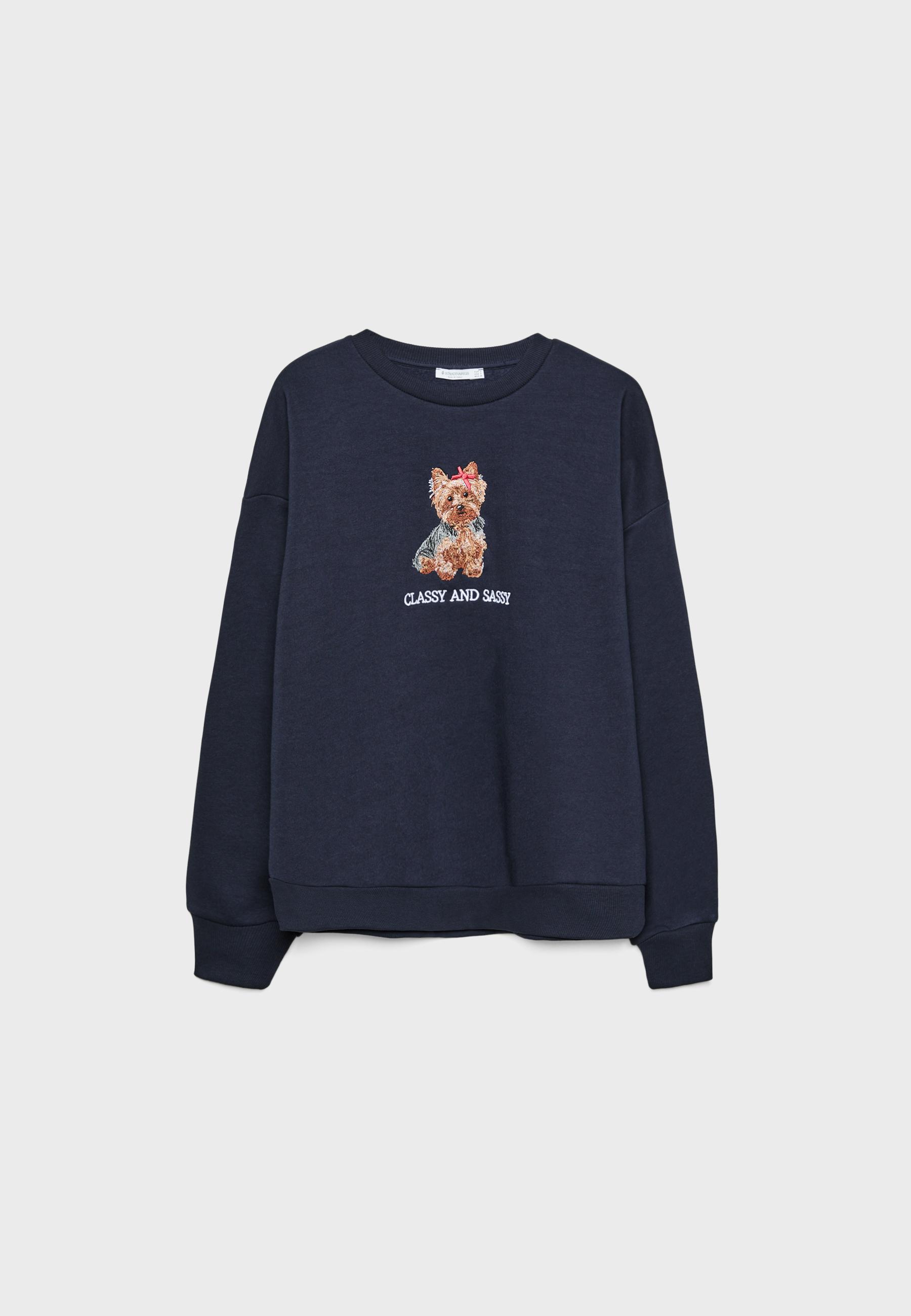 Embroidered dog sweatshirt - Women's fashion | Stradivarius United