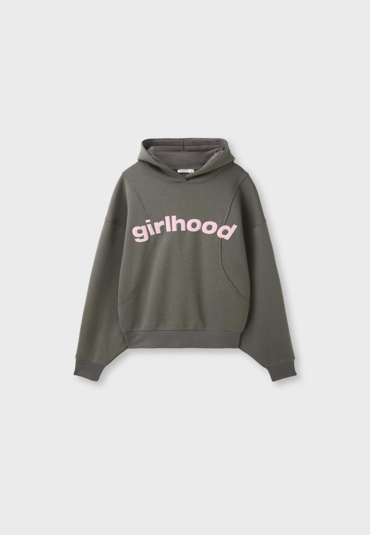 Printed text hoodie — Khaki