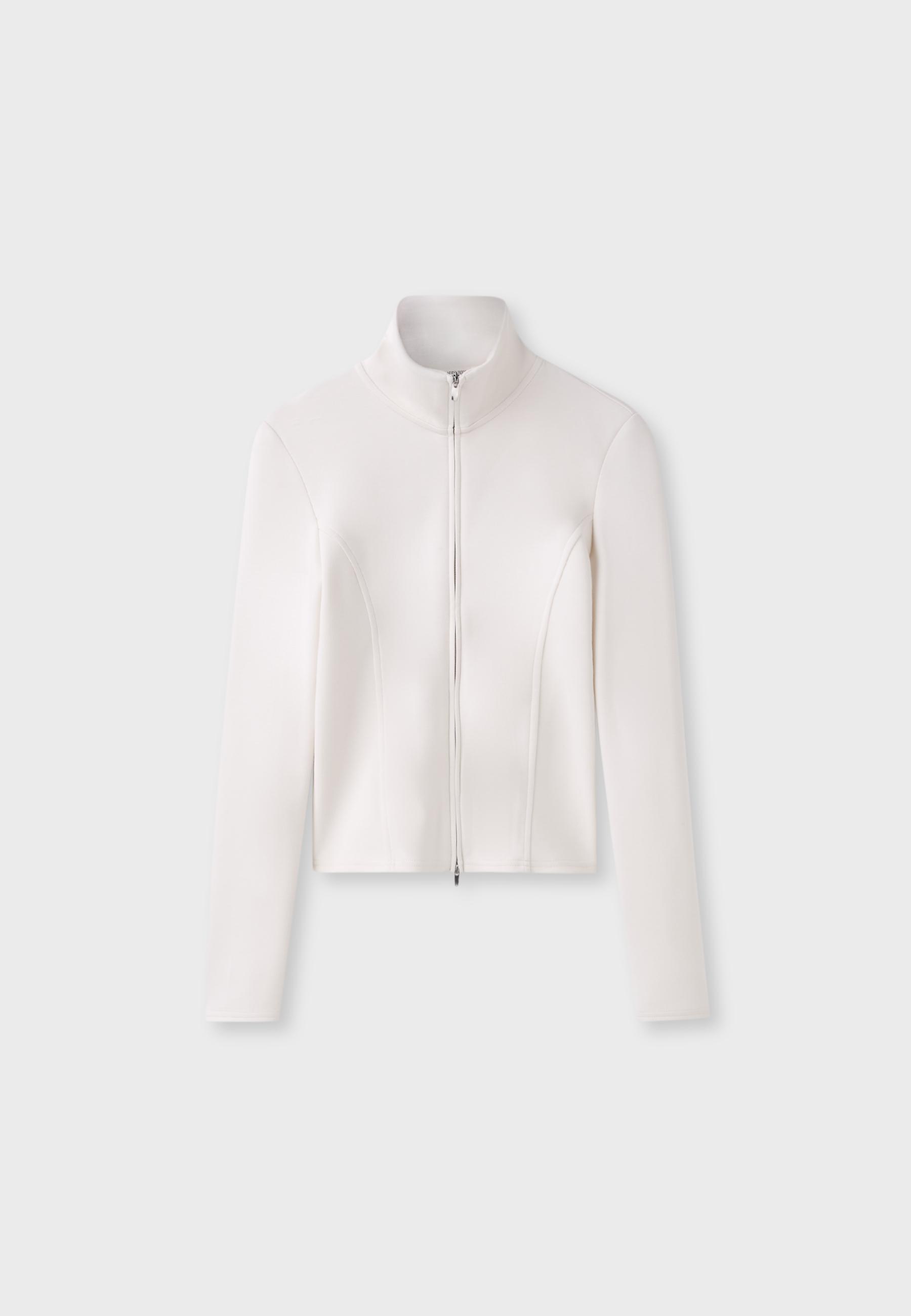 Soft-touch fitted zip-up sweatshirt — Vanilla