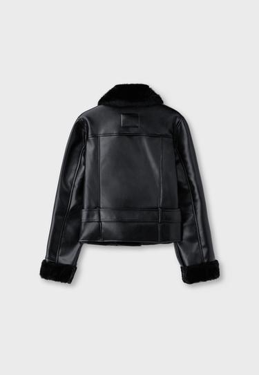 Double-faced biker jacket with belt — Black 8