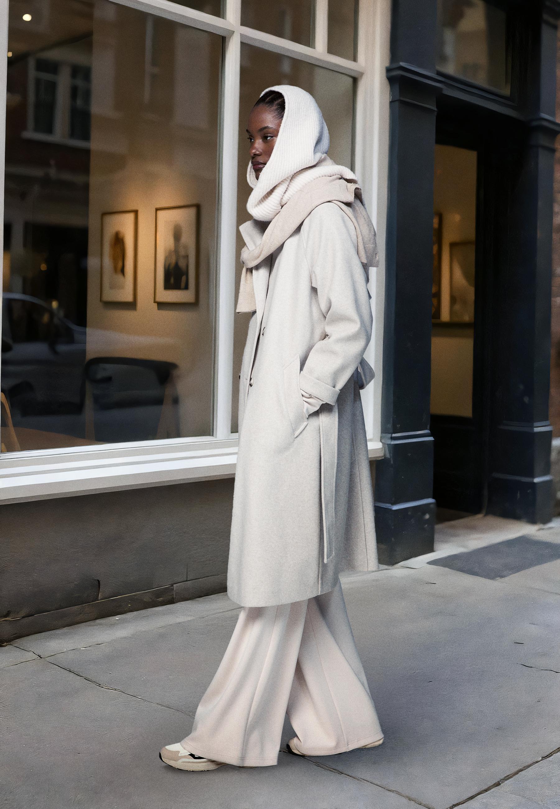 Soft-touch trench coat — Ecru
