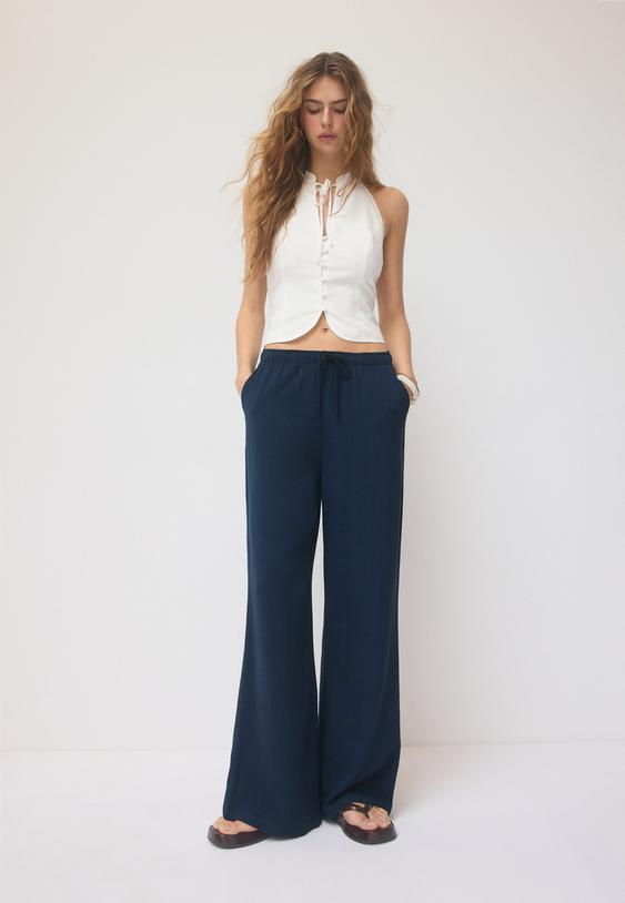 pantalon fluido efecto lino