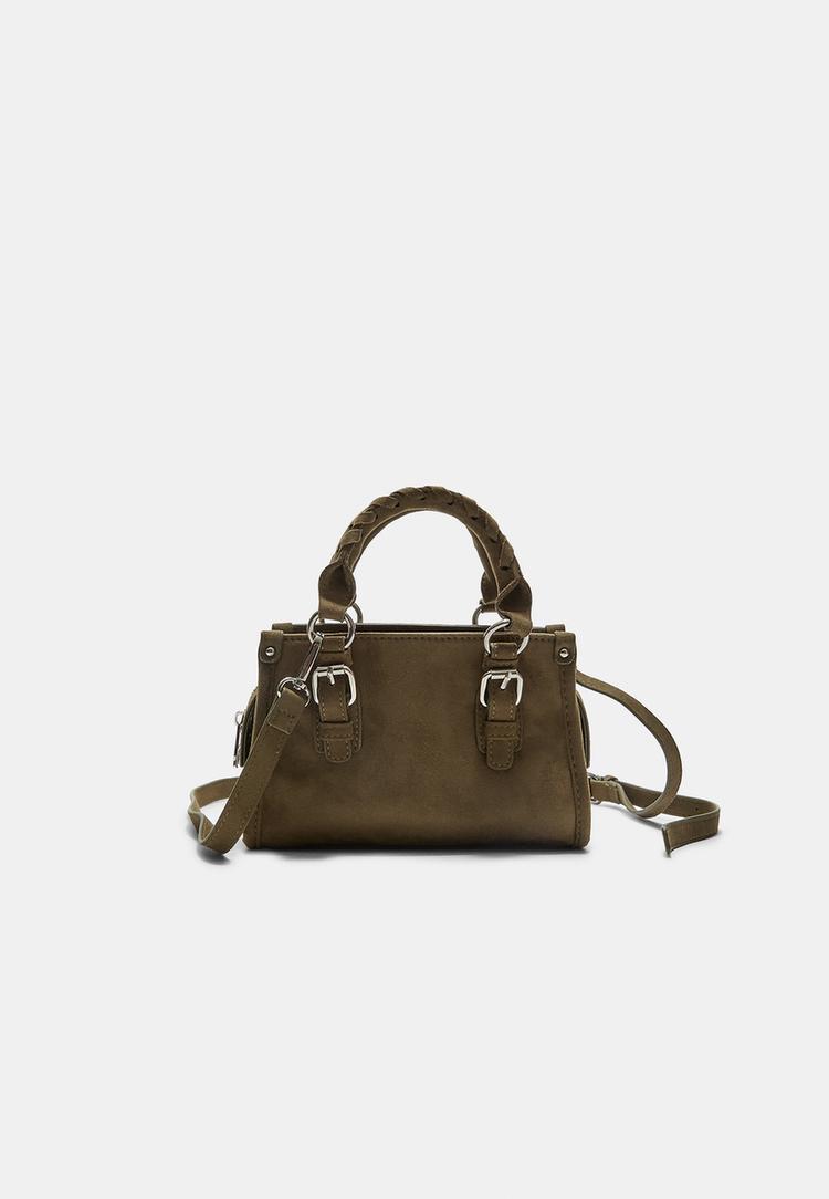 Stradivarius Kabelka Přes Rameno Se Splétaným Popruhem Khaki Os
