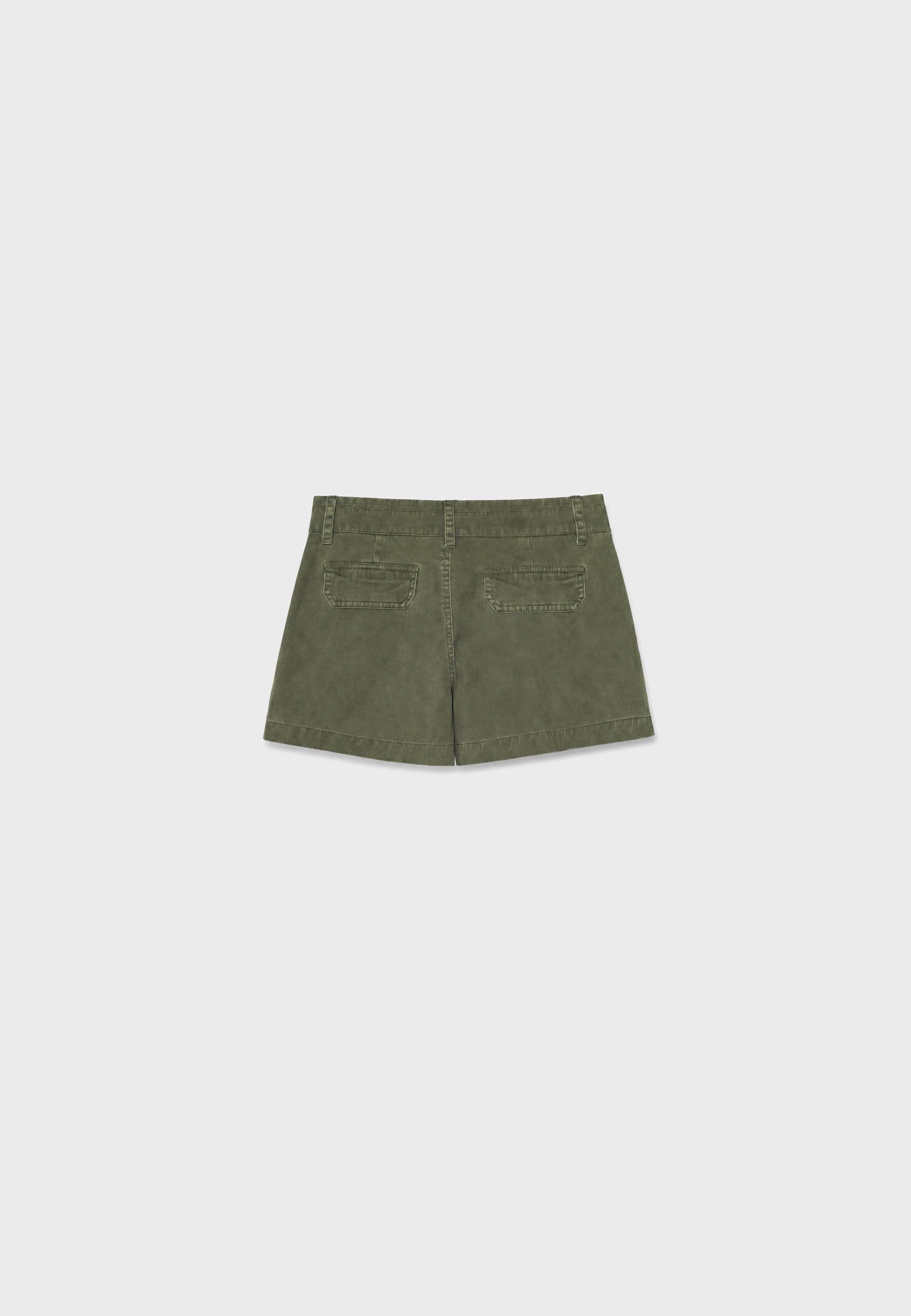 Double-button mini shorts — Khaki