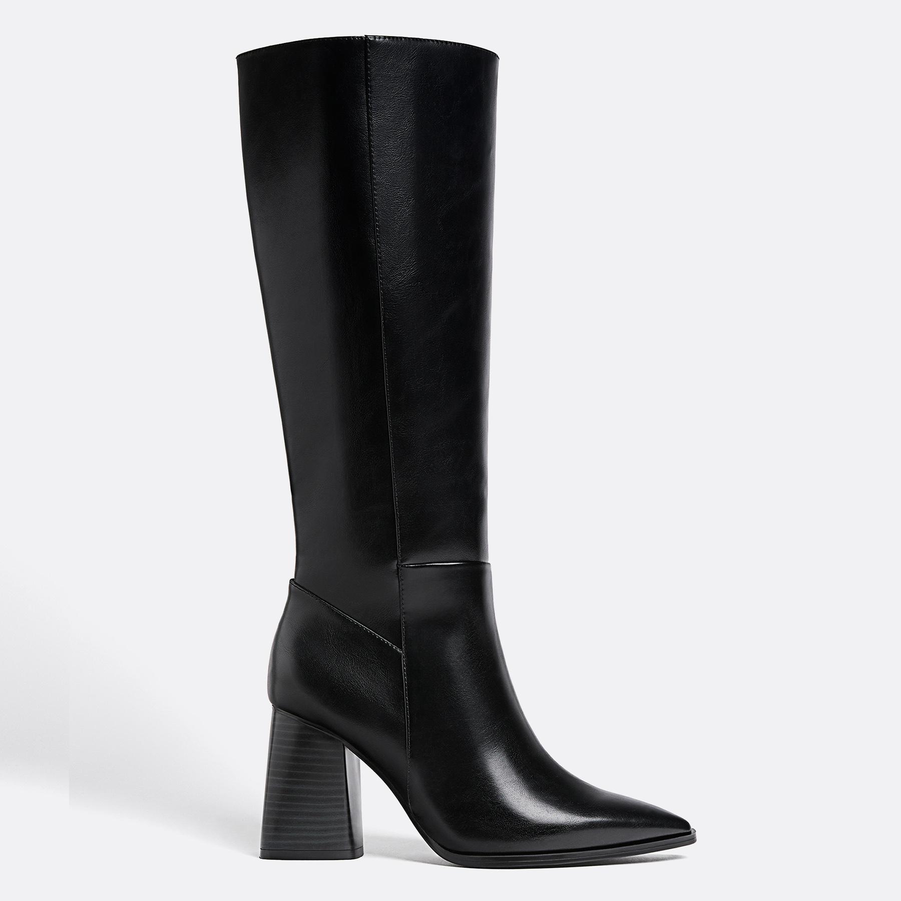 High-heeled boots — BLACK