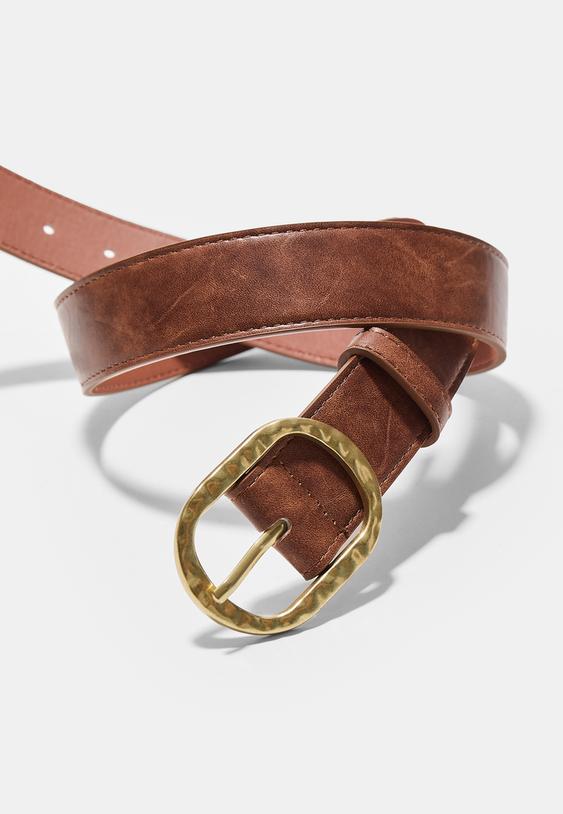 Stradivarius Basic Buckled Belt Brown 34