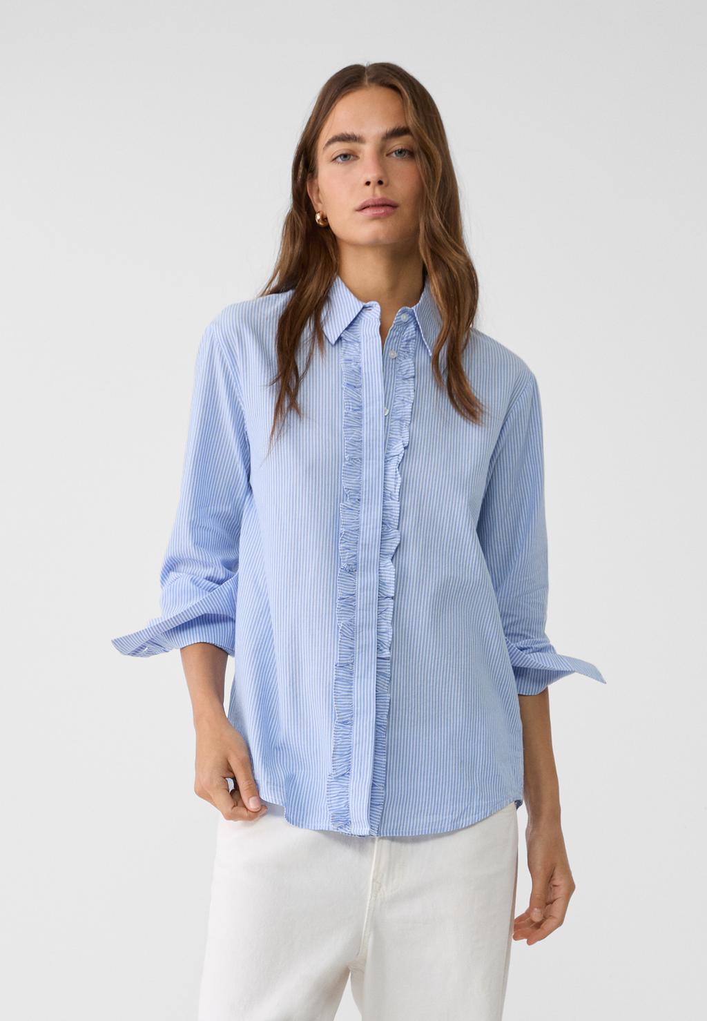 Ruffled poplin shirt