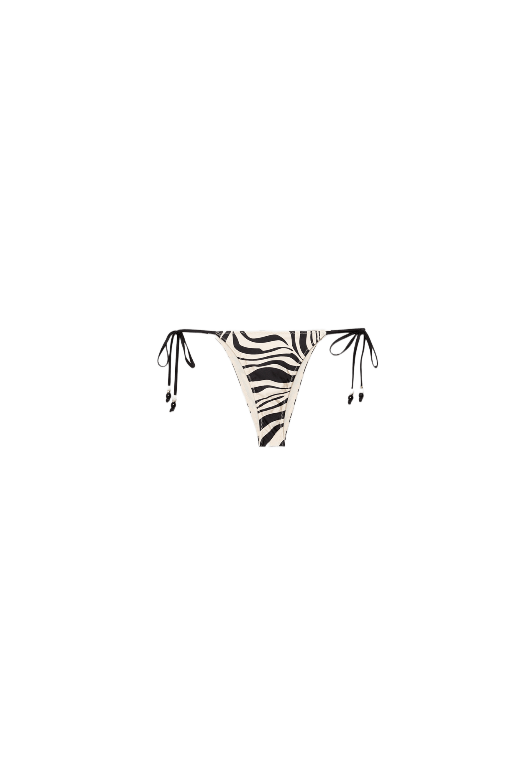 Satin print Brazilian bikini bottoms — Ecru