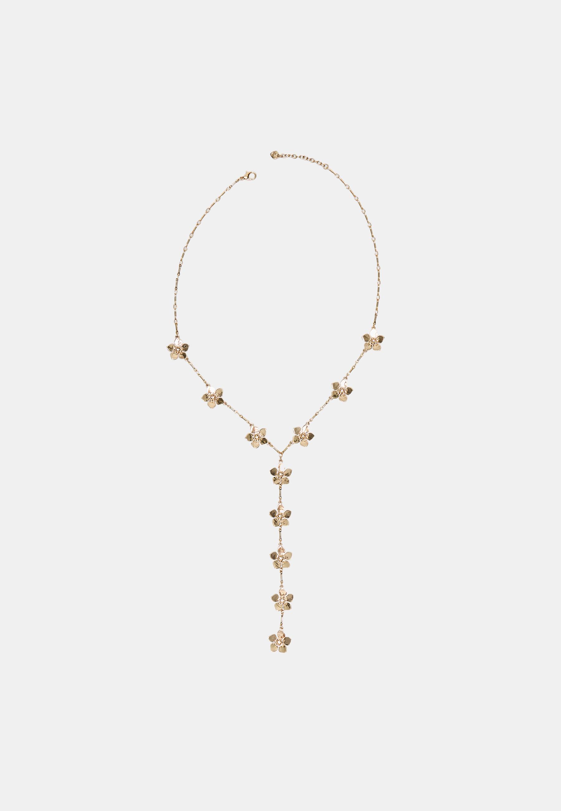 Mini flower lariat necklace — Gold