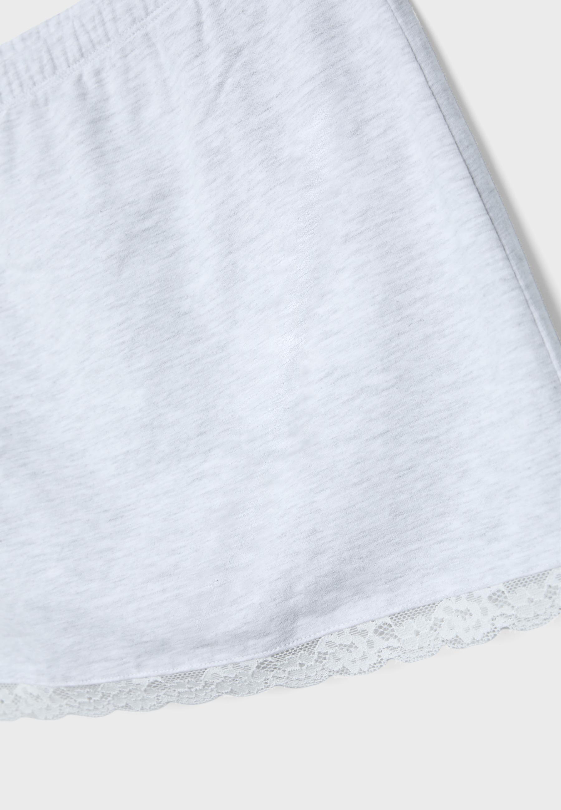 Lace trim mini skort — Grey melange