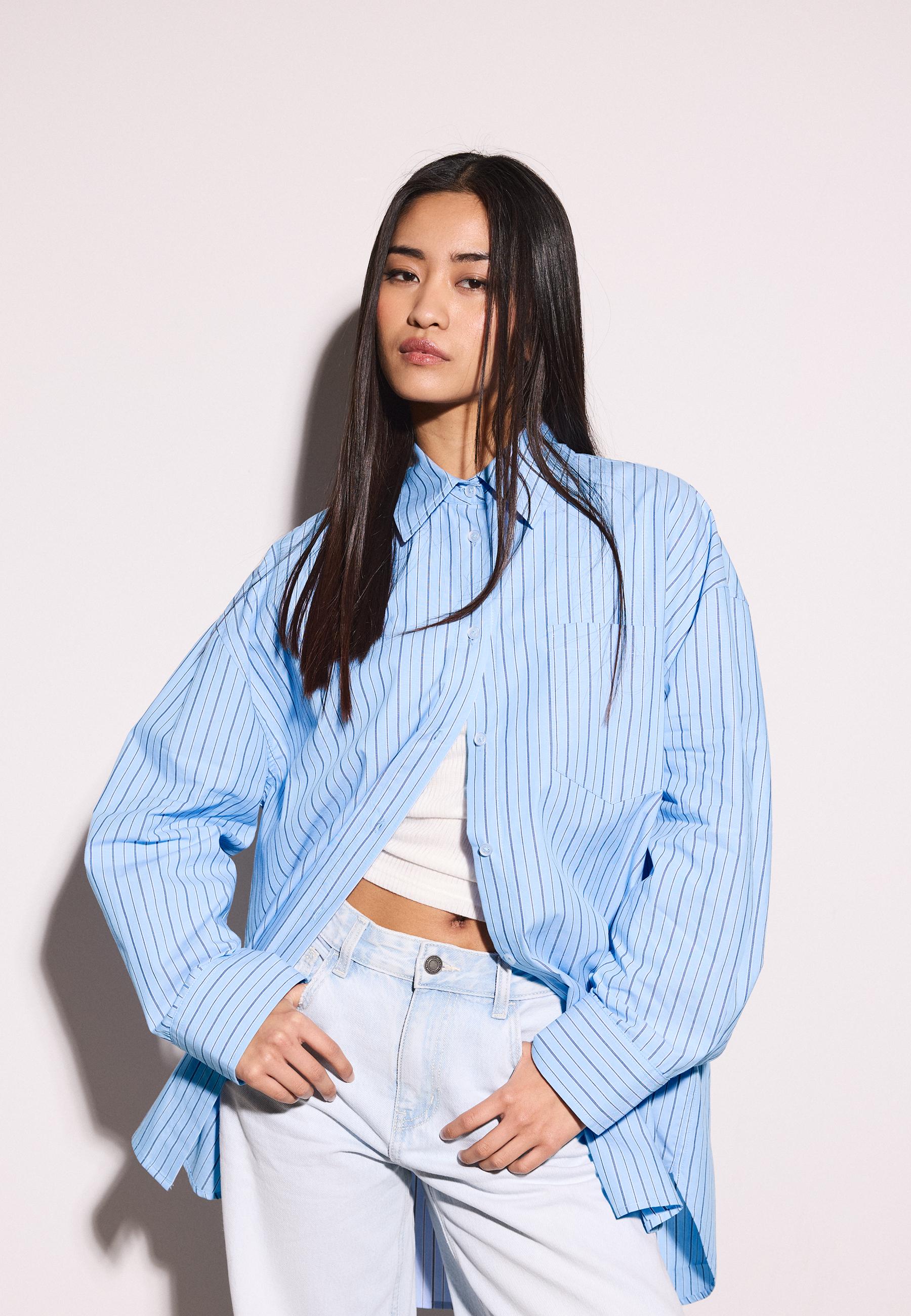 Oversize striped shirt — GREY DENIM WASH