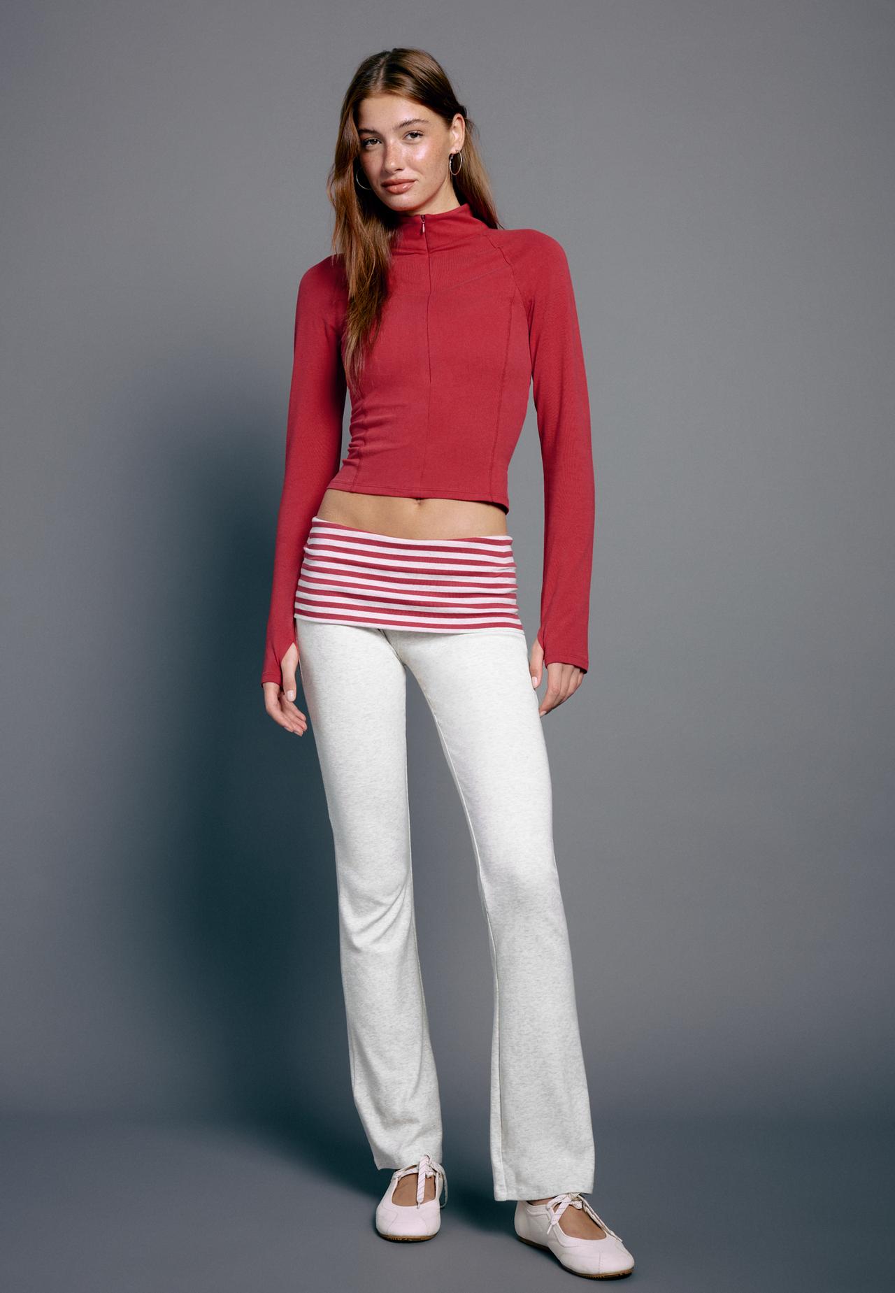 Long sleeve quarter-zip running top — Red