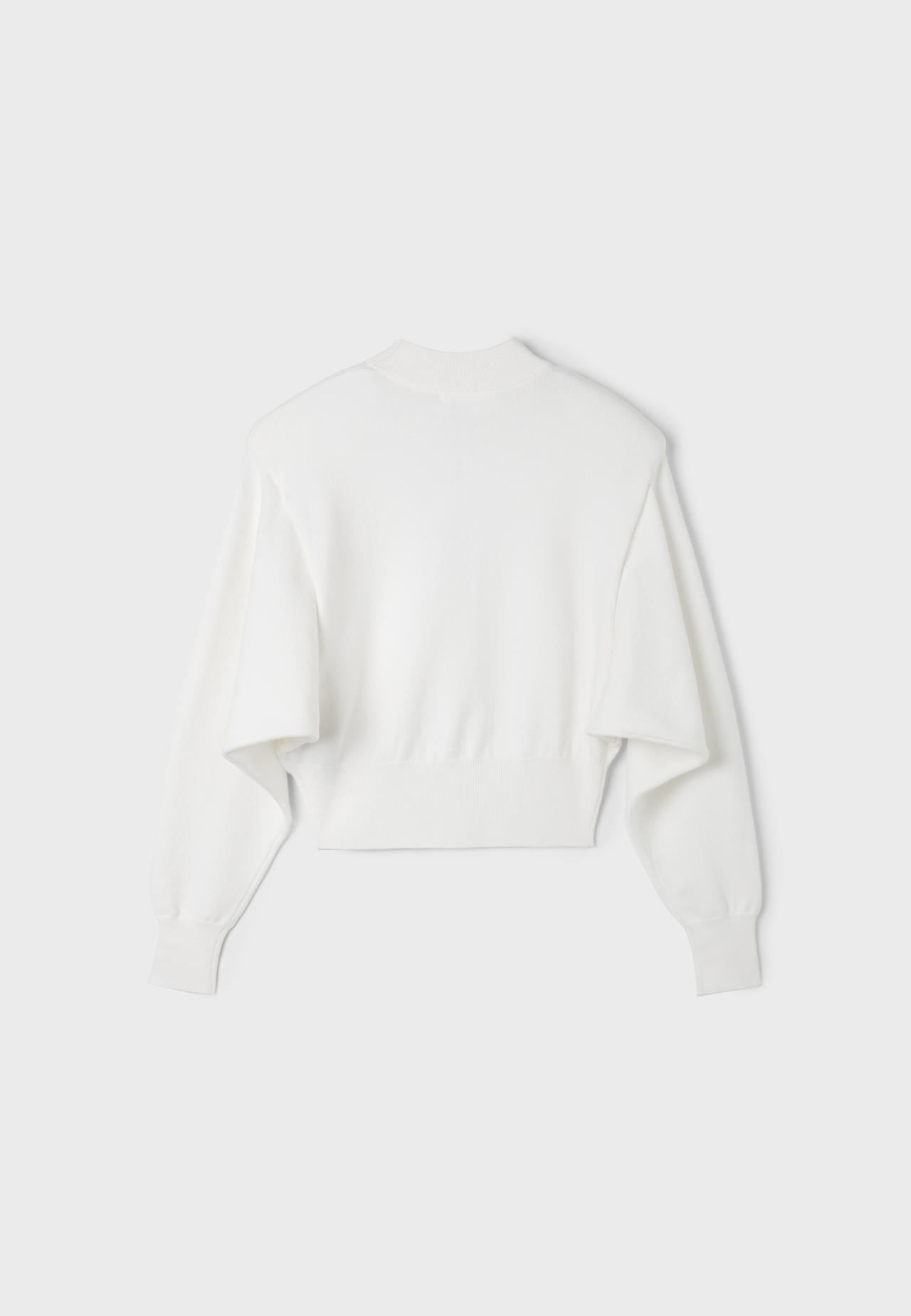 Padded shoulder knit jumper — Ecru