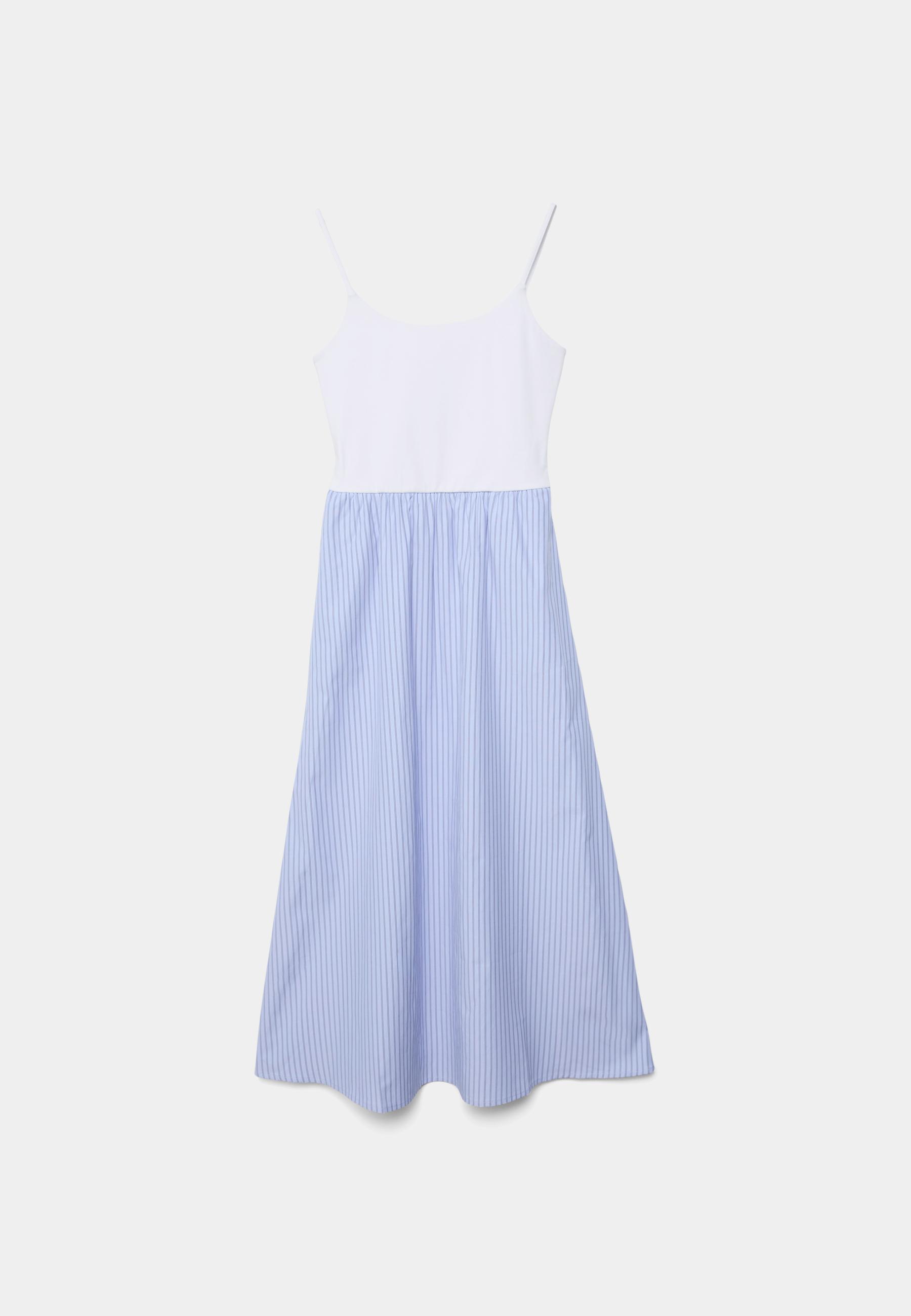 Two-material strappy midi dress — Sky blue