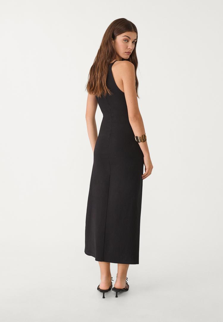 vestido halter midi