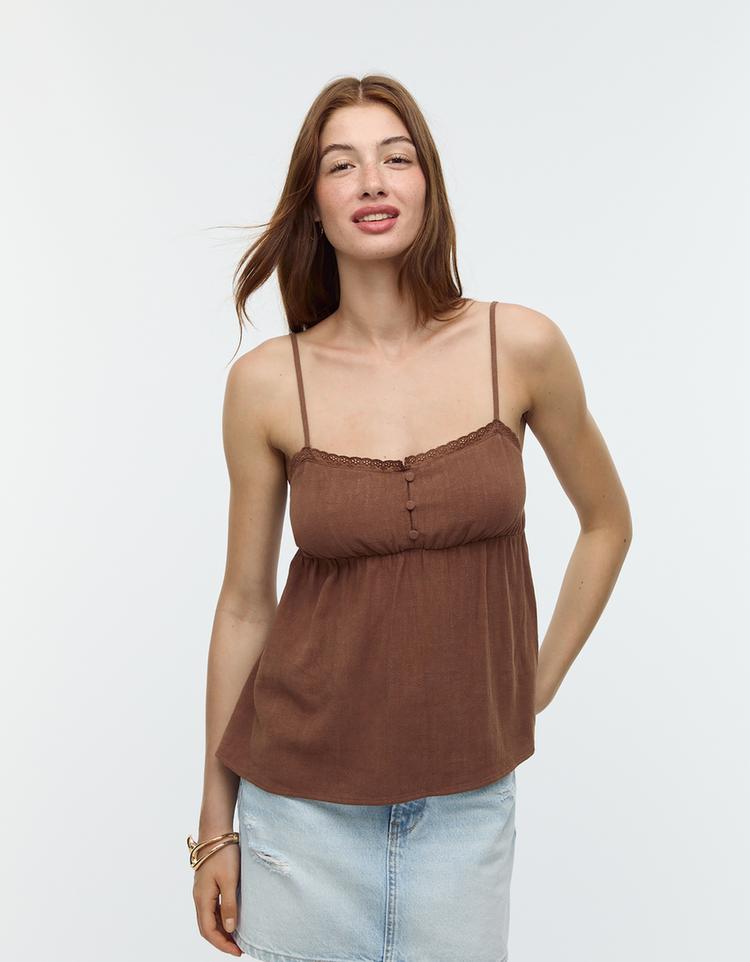 top fluide a bretelles en lin