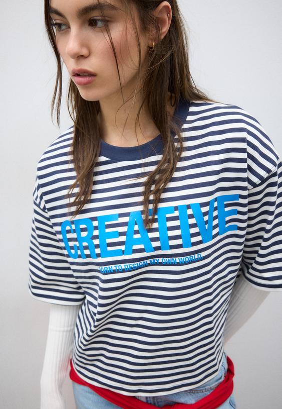 camiseta manga corta rayas estampado