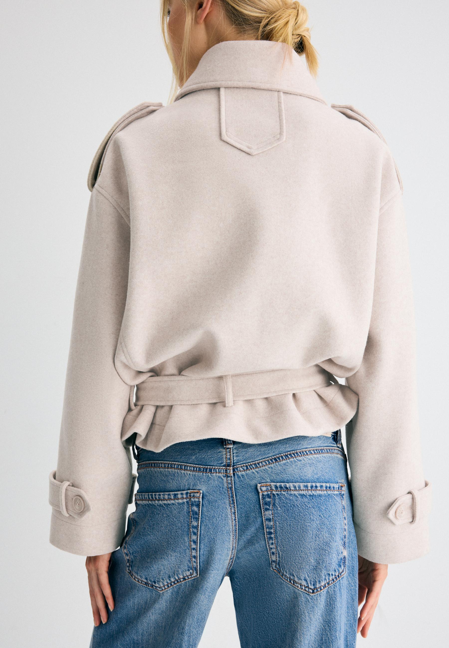 Soft-touch oversize trench coat — Ecru